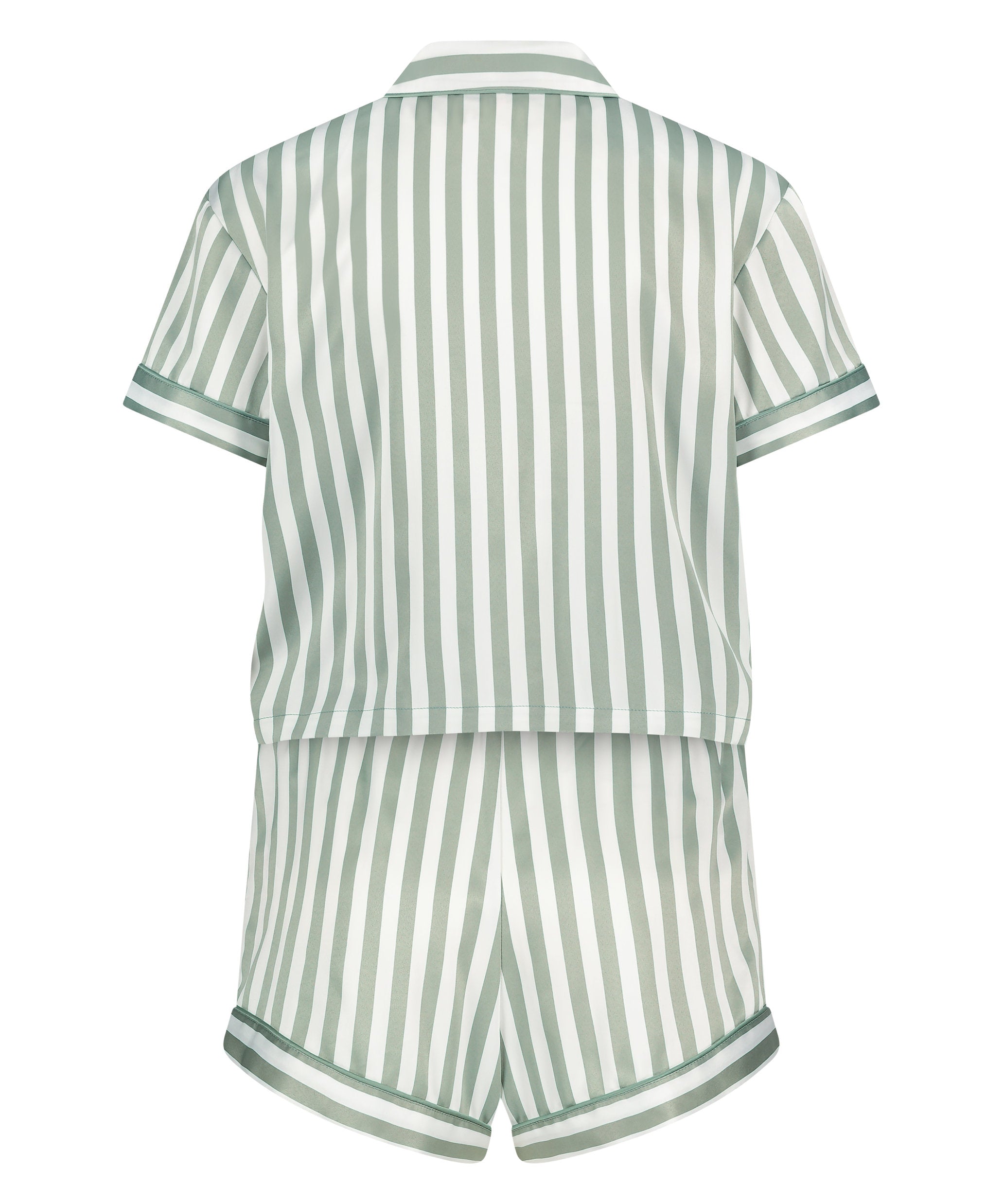 Hunkemoller_Short Satin Stripe Pj - Green_301650_Iceberg Green_05