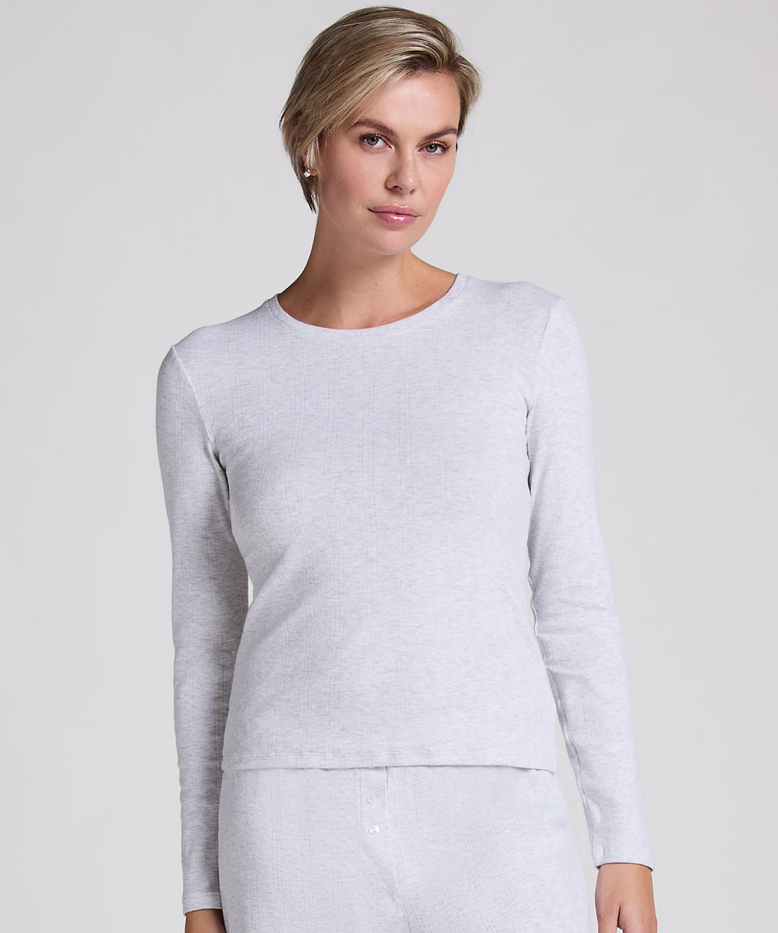 Hunkemoller_White Grey Melee_Pyjama top Pointelle_301775_White Grey Melee_01
