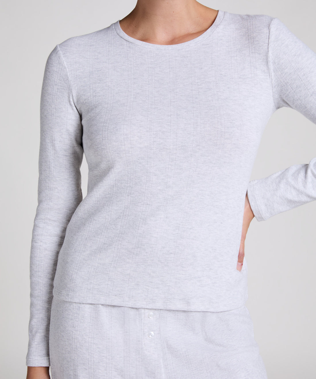 Hunkemoller_White Grey Melee_Pyjama top Pointelle_301775_White Grey Melee_02