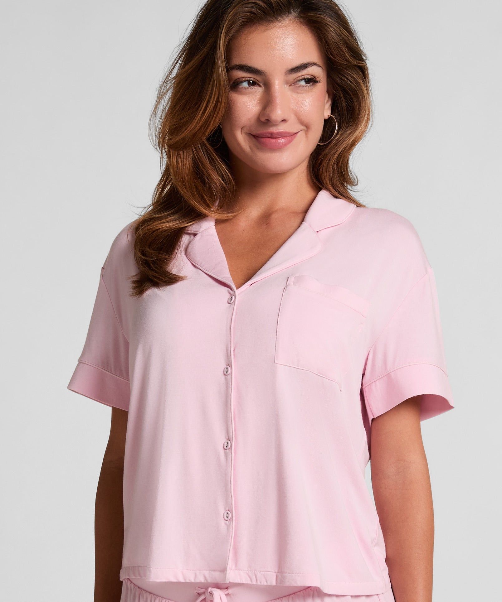 Hunkemoller_Pink_Essential Jersey Short-Sleeved Jacket_302657_Pink_01