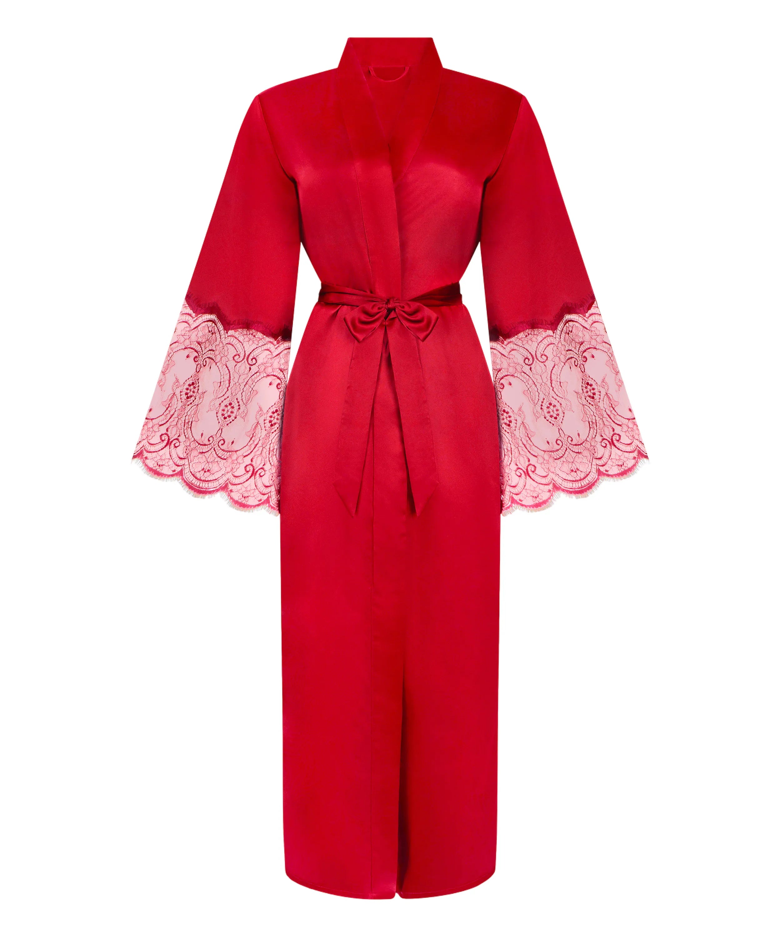 Hunkemoller_Red_Kimono Long Satin Lace_302694_Chili Pepper_04