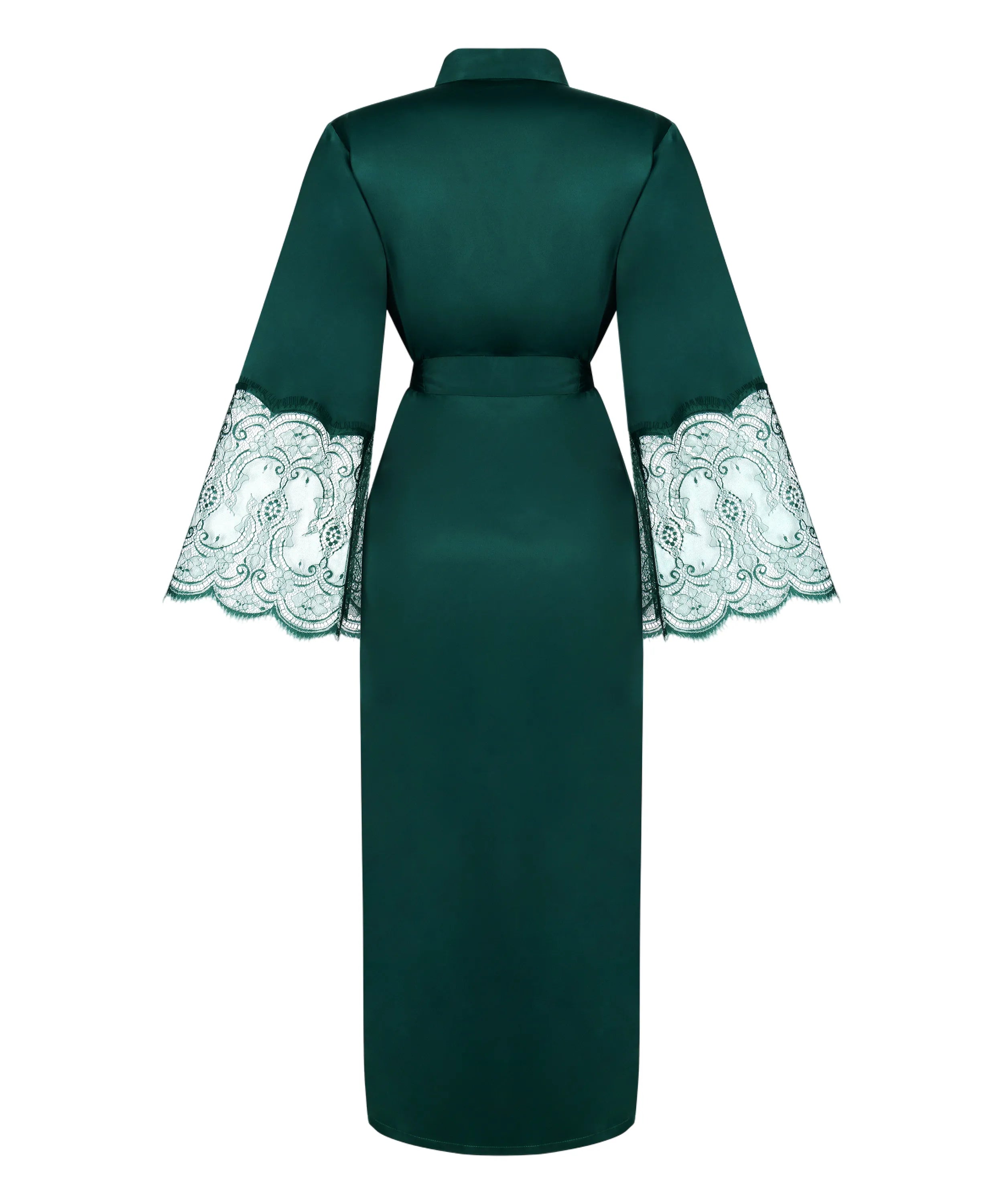 Hunkemoller_Green_Kimono Long Satin Lace_302695_Ponderosa Pine_05