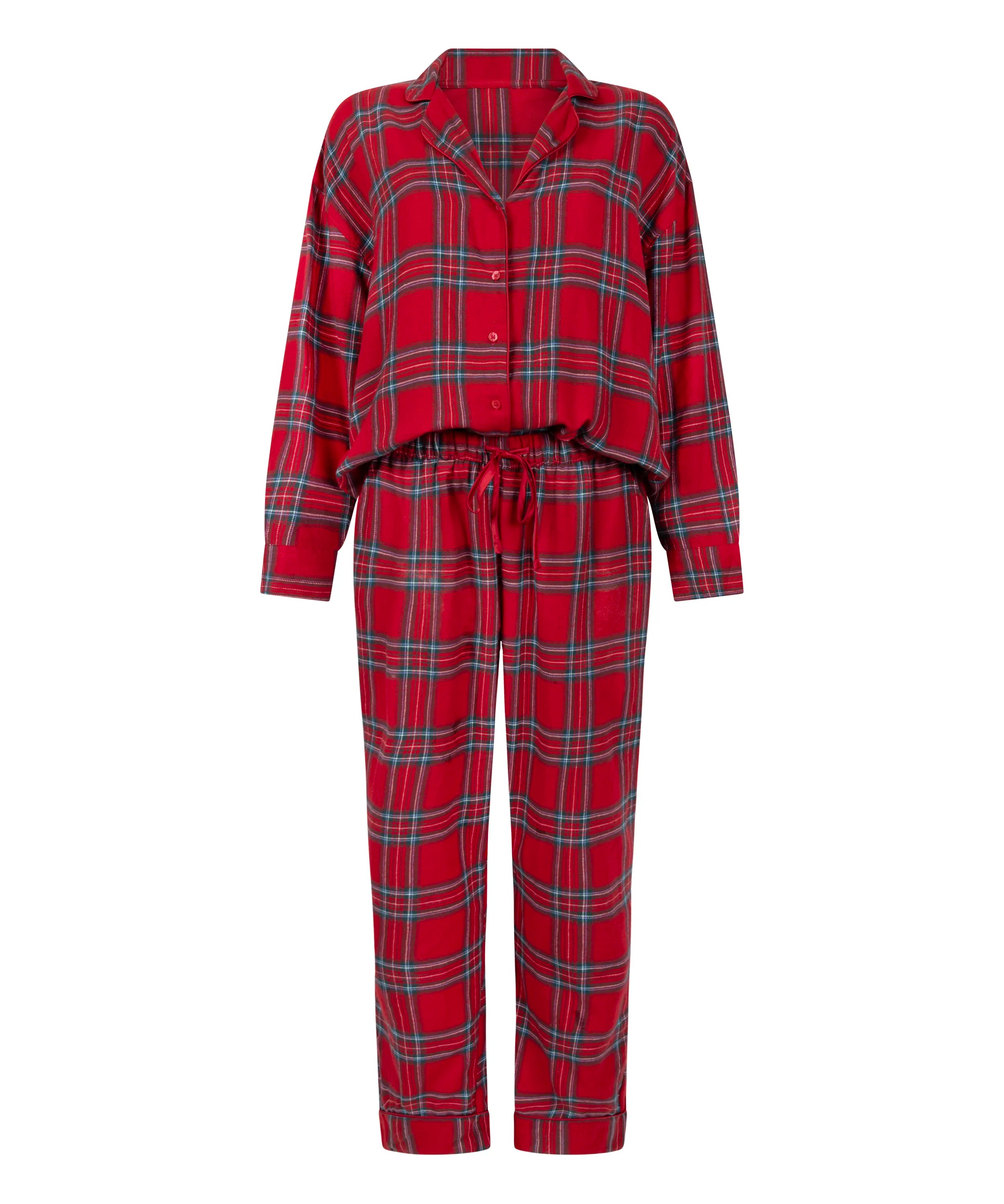 Hunkemoller_Red_Flannel Pyjama Set_302782_Salsa_04