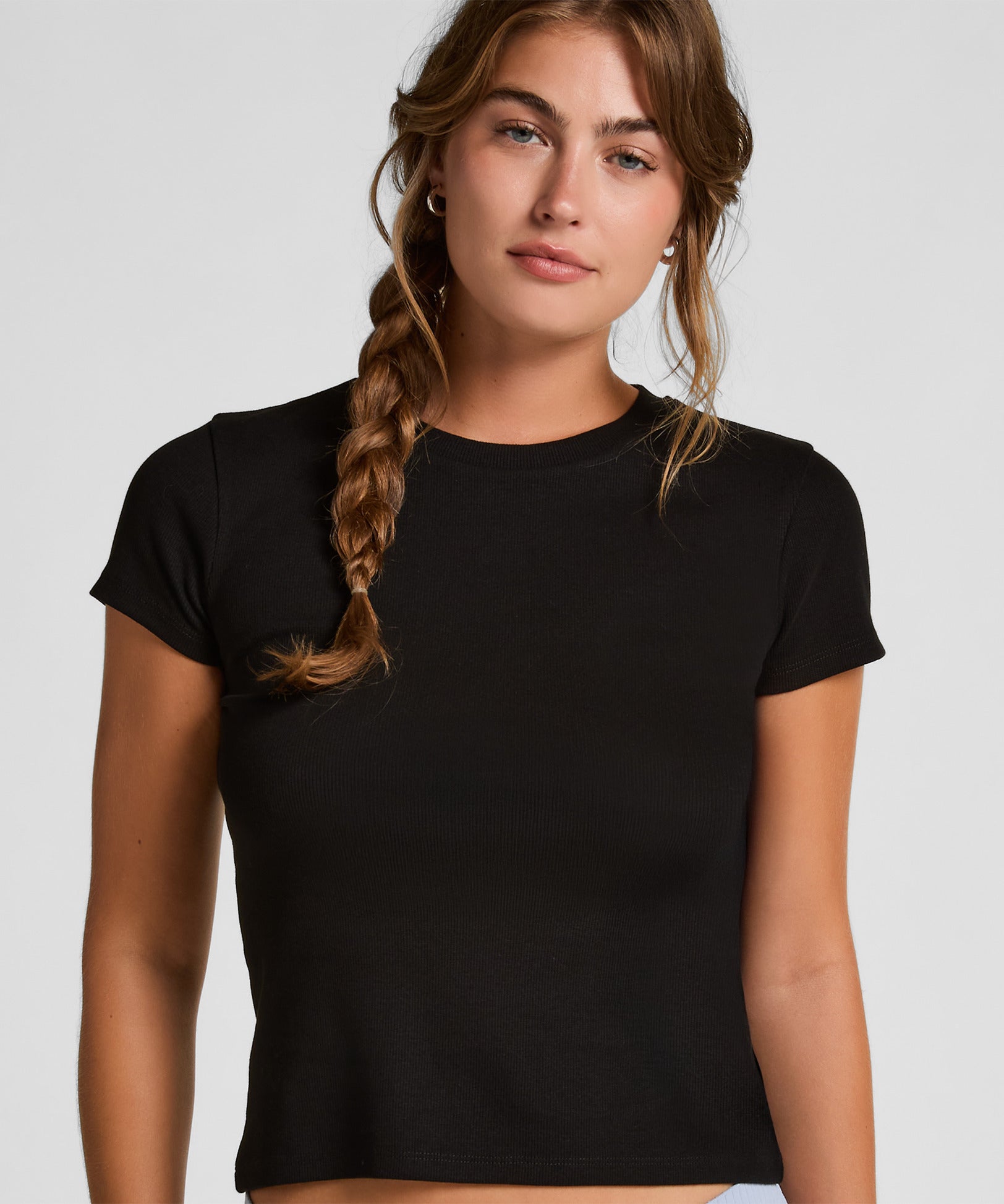 Hunkemoller_Black_Ribbed Crew Neck Short-Sleeved Pyjama Top_302868_Black_01