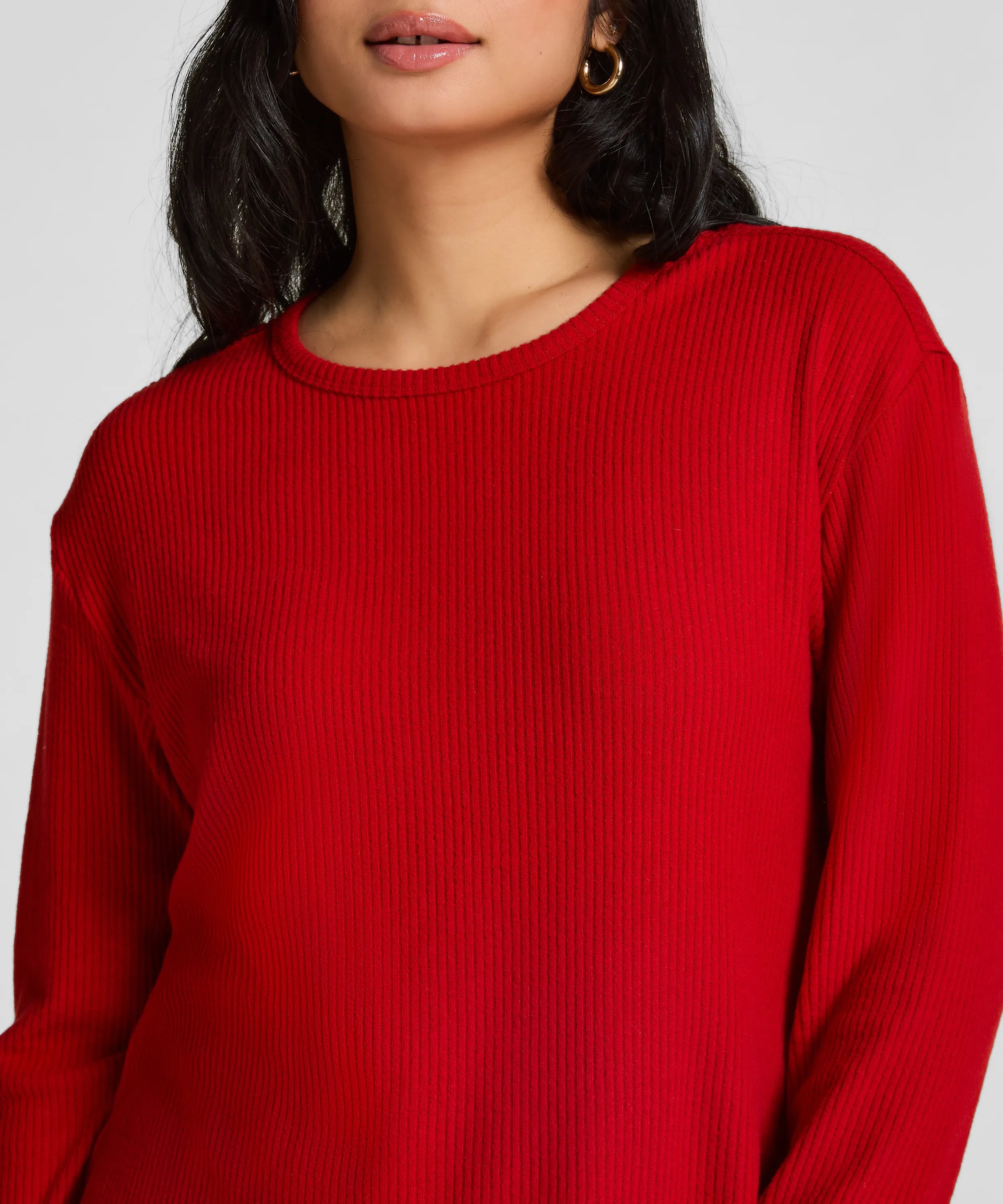 Hunkemoller_Red_Jersey Long-Sleeved Pyjama Top_303578_Savvy Red_02