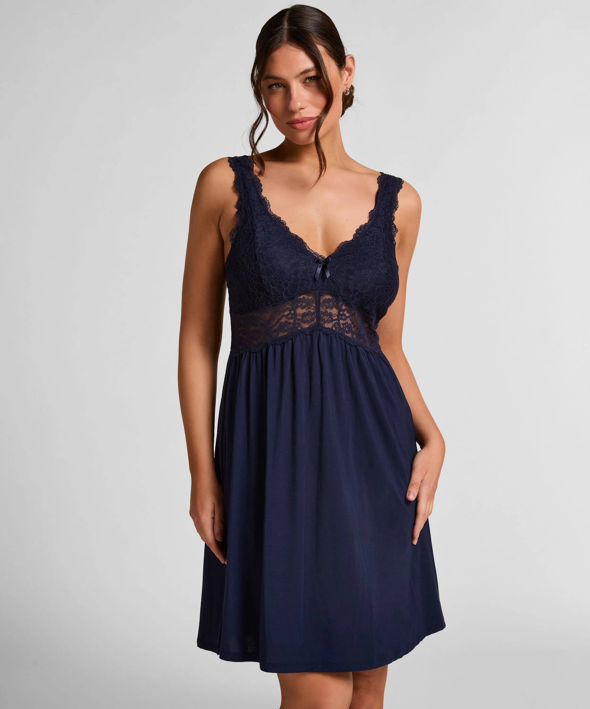 Hunkemoller Blue Women Nora Lace Slip Dress SKU: 303588_Blue Image 01