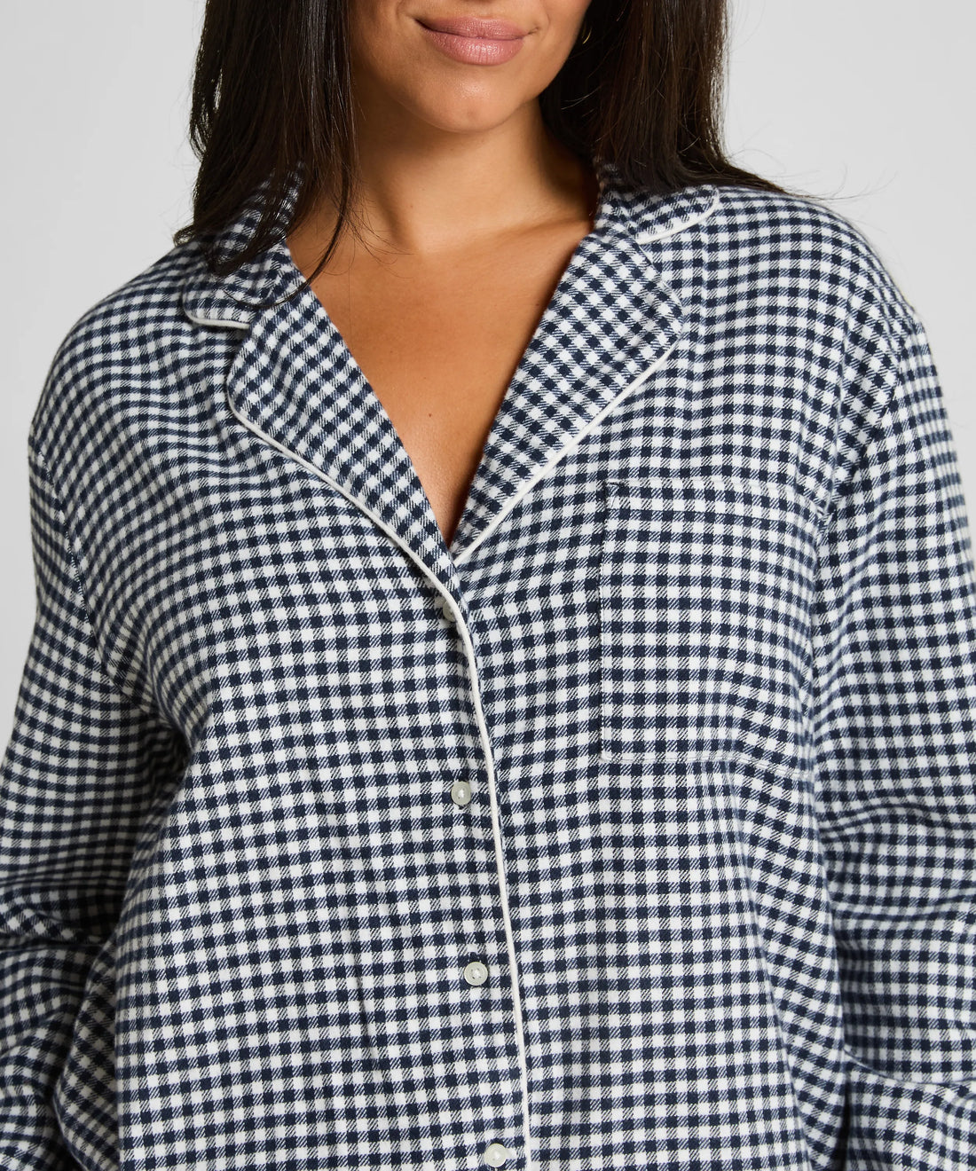 Hunkemoller_Blue_Essentials Flannel Pyjama Top_303628_Peacoat_02
