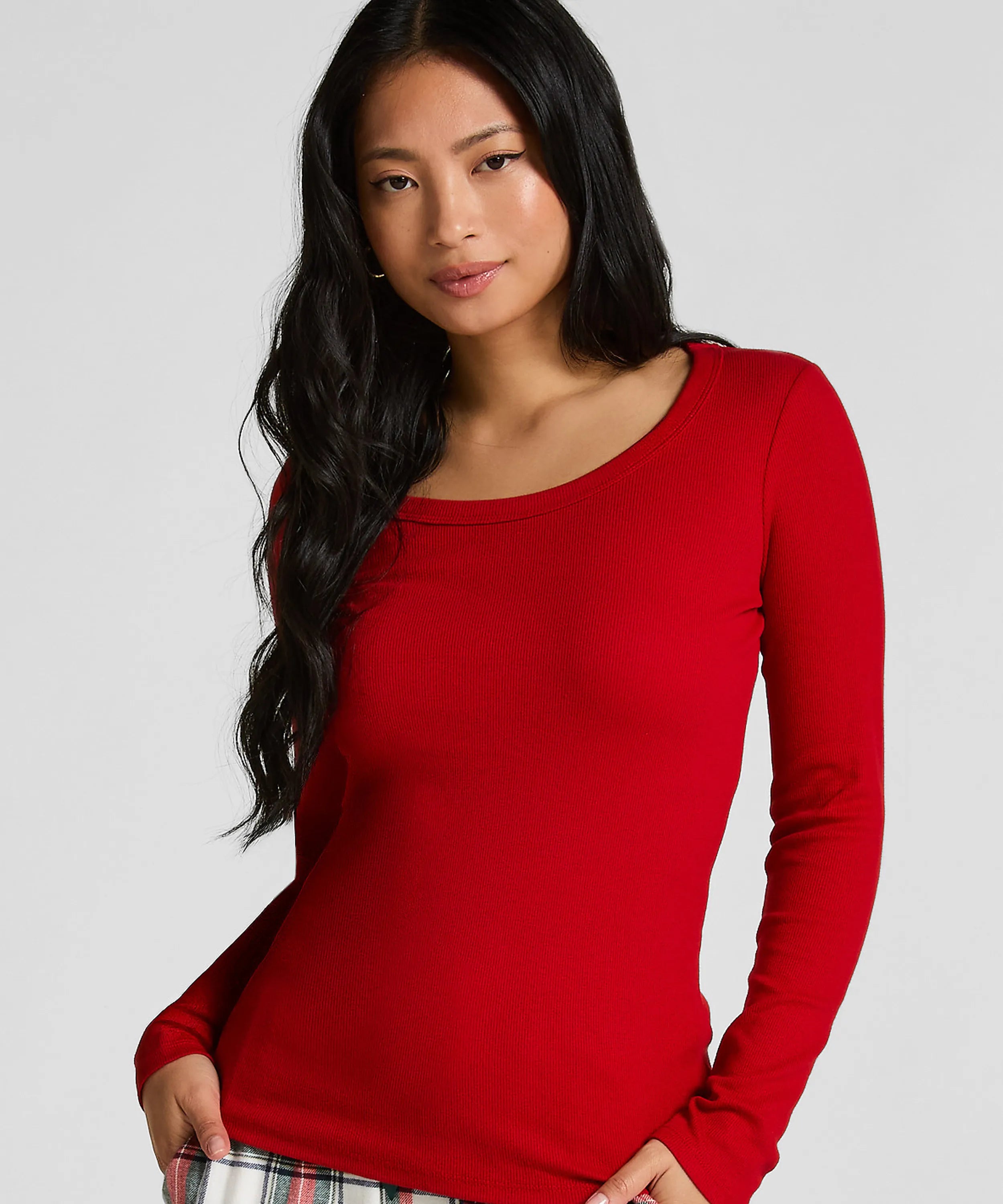 Hunkemoller_Red_Cotton Pyjama Top_303649_Savvy Red_01