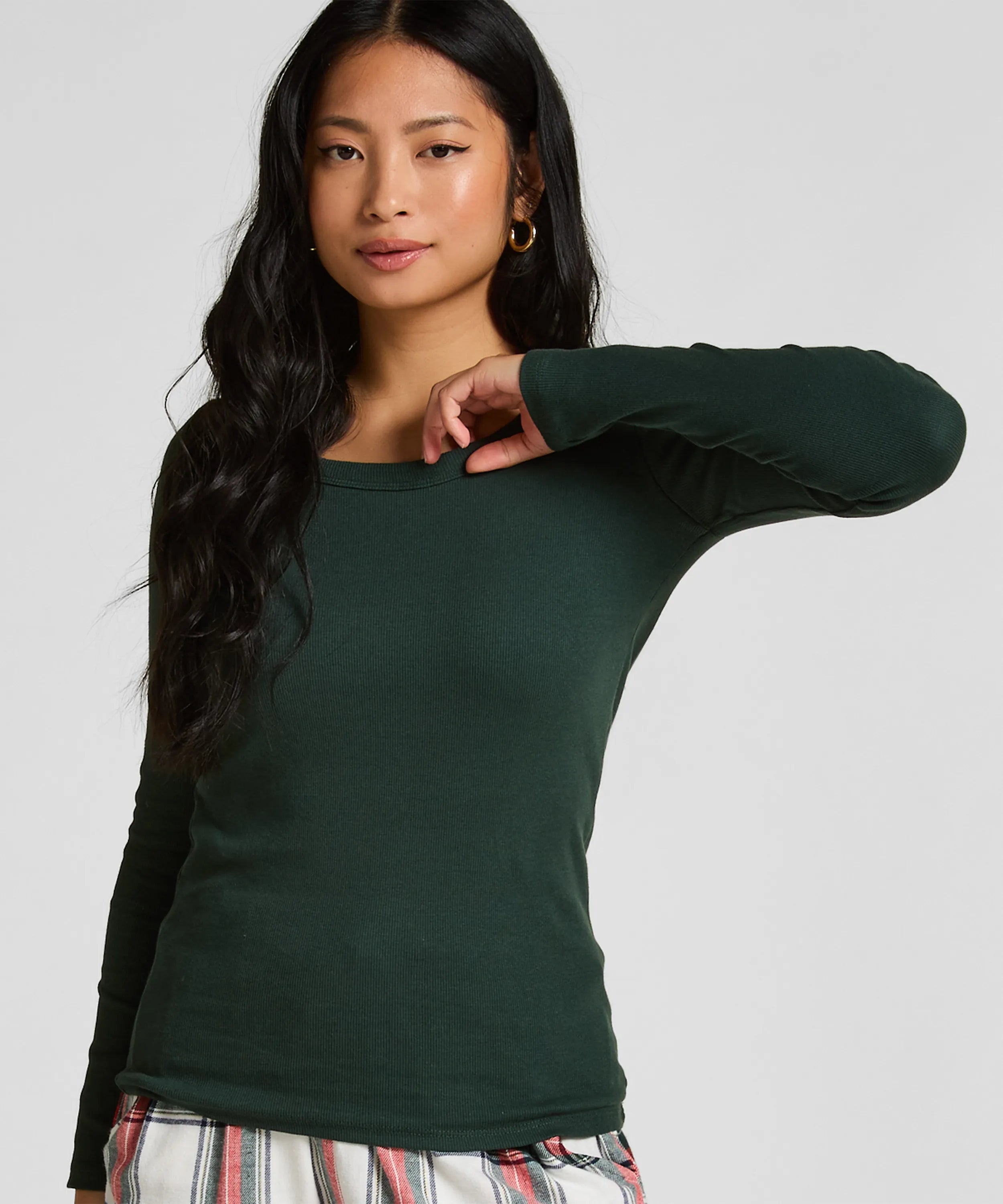 Hunkemoller_Green_Cotton Pyjama Top_303651_Green Gables_01
