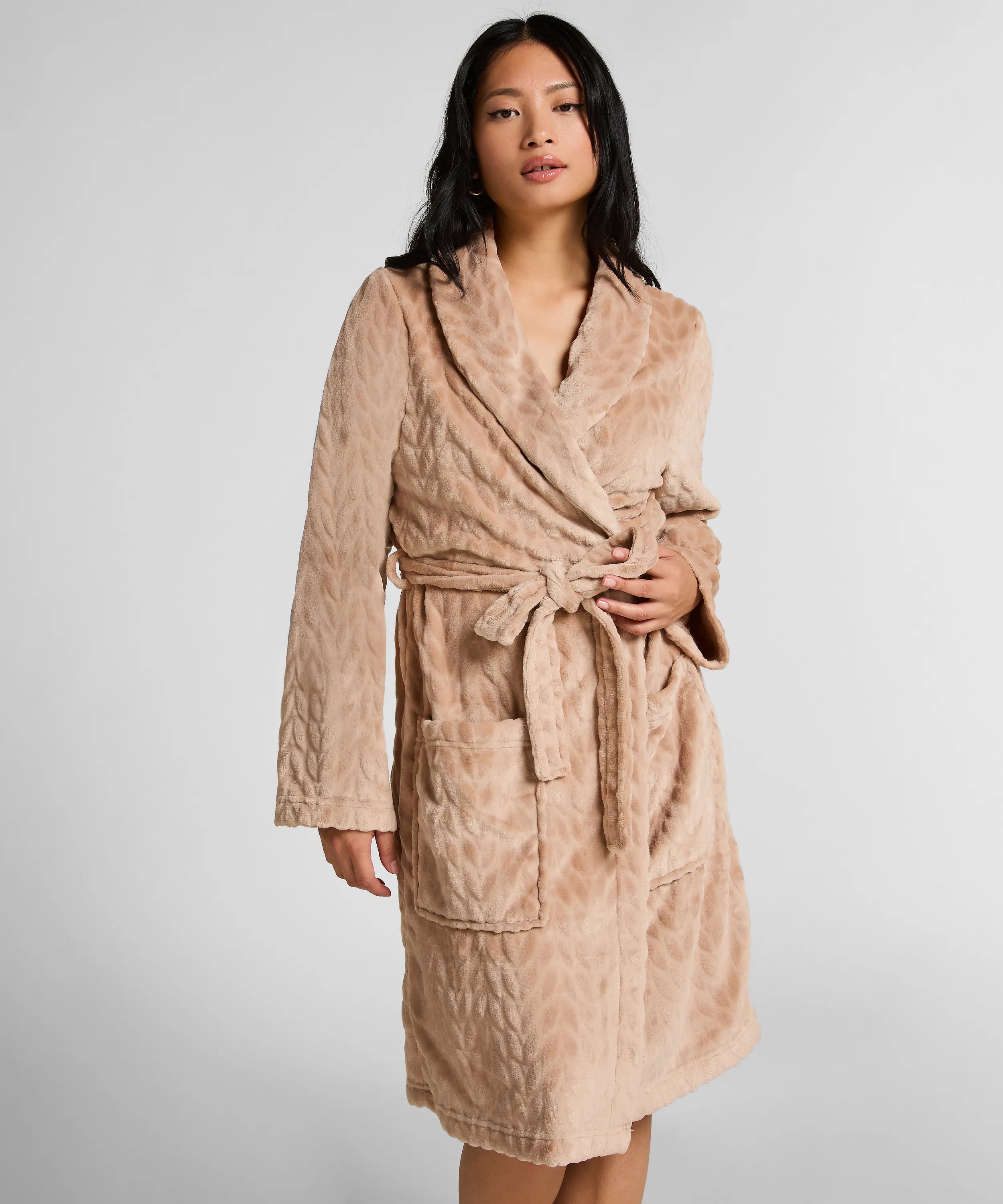 Hunkemoller_Beige_Robe Short Fleece_303665_HKM Tan_01