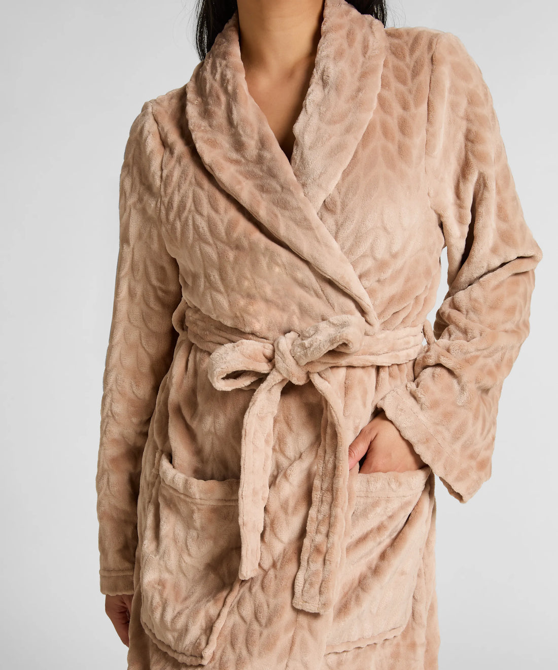 Hunkemoller_Beige_Robe Short Fleece_303665_HKM Tan_02