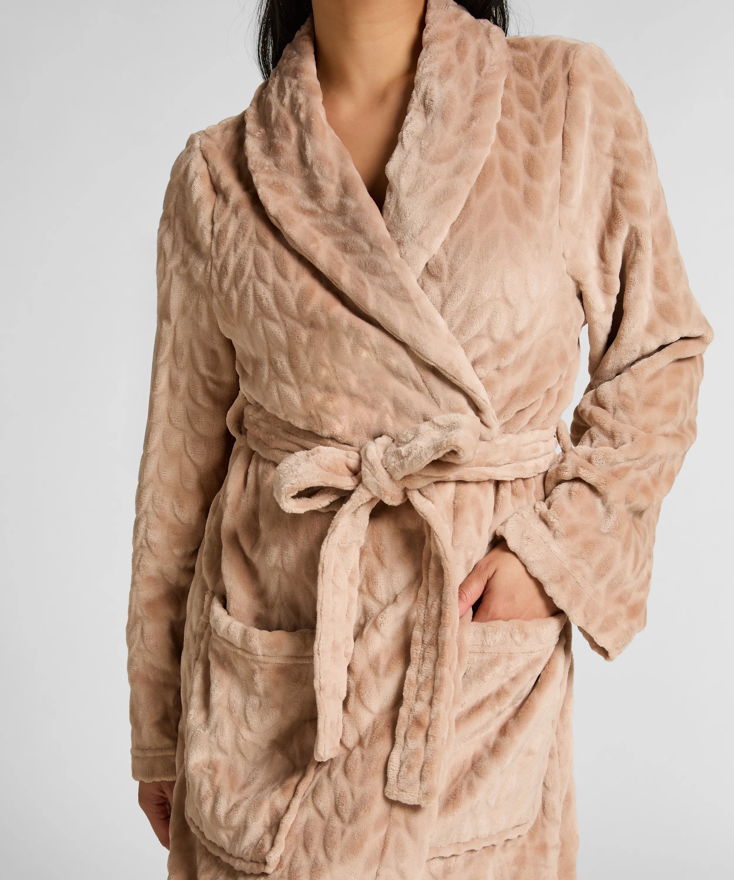 Hunkemoller_Beige_Robe Short Fleece_303665_HKM Tan_02