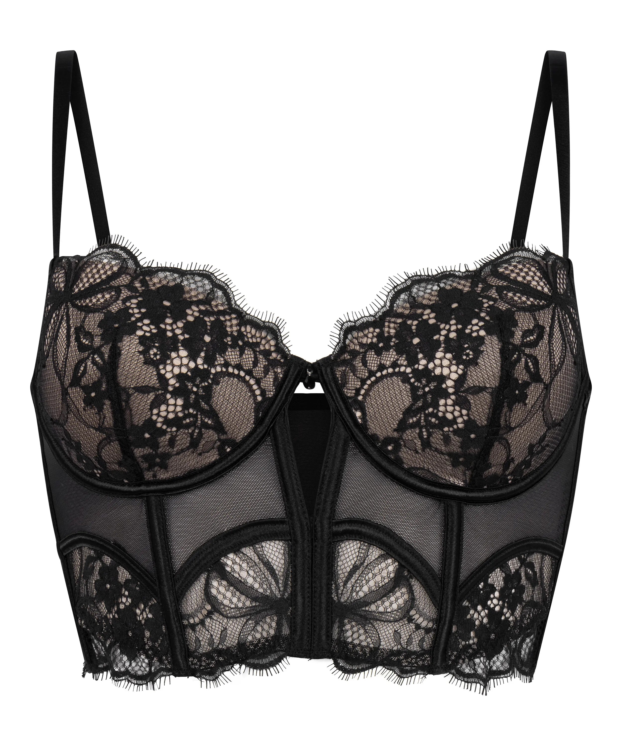 Hunkemoller Caviar Women Prina Padded Underwired Longline Bra in Different Cup Sizes SKU: 303963_Caviar Image 05