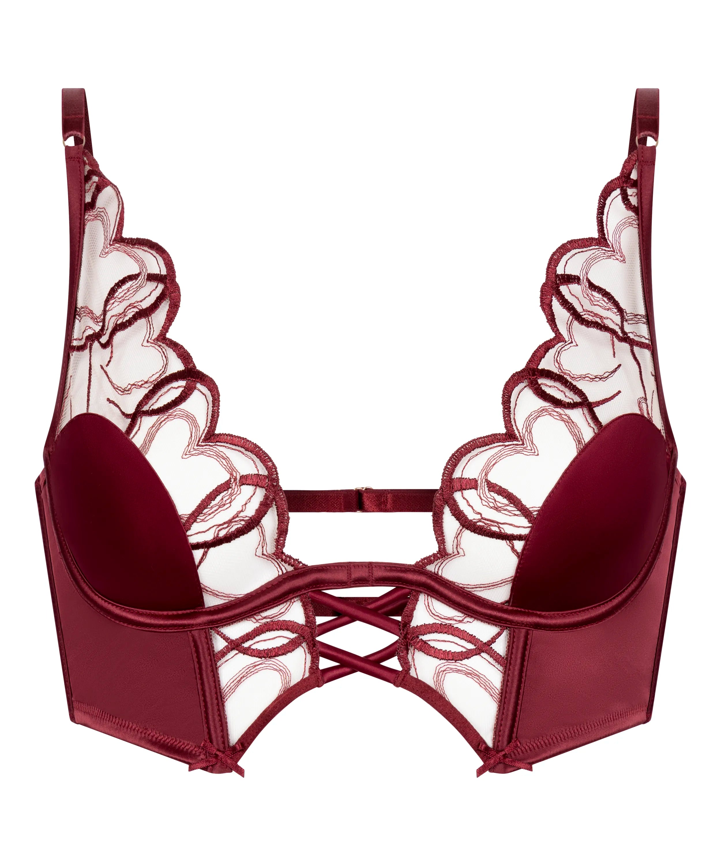 Hunkemoller Cabernet Women Olivia Non-Padded Underwired Longline Bra in Different Cup Sizes SKU: 304089_Cabernet Image 07
