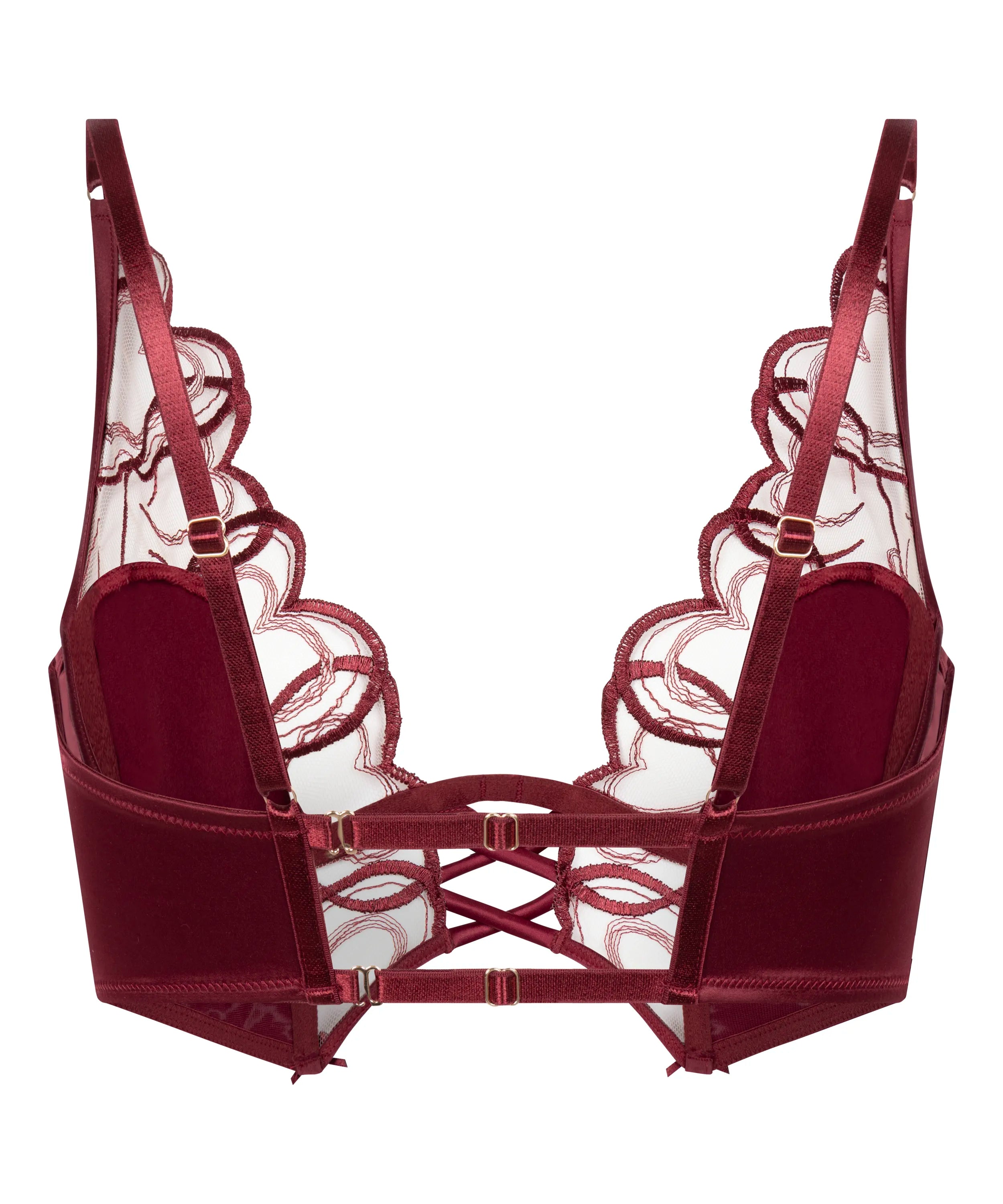 Hunkemoller Cabernet Women Olivia Non-Padded Underwired Longline Bra in Different Cup Sizes SKU: 304089_Cabernet Image 08