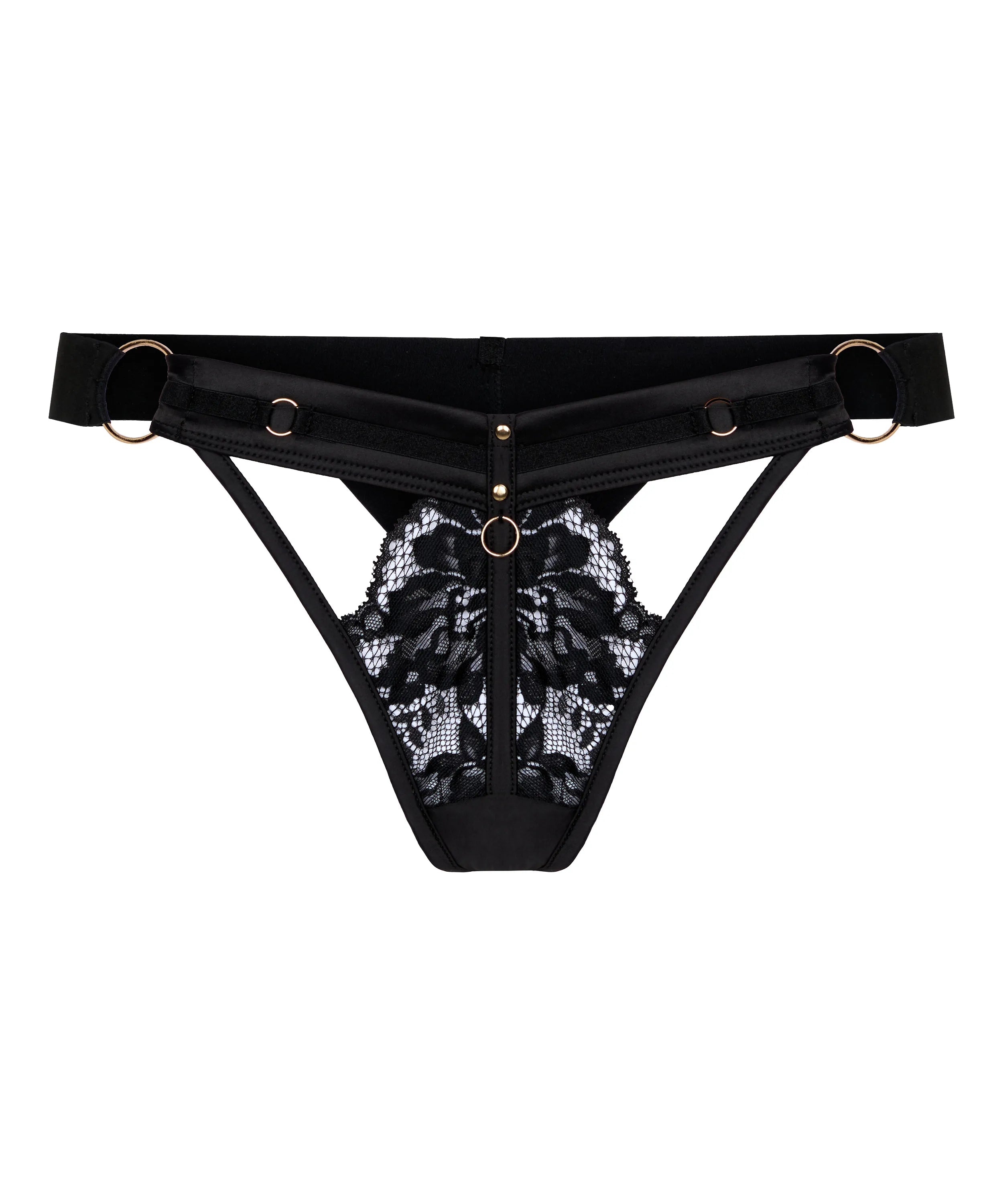 Hunkemoller Caviar Women Emmeline Highleg Thong SKU: 304096_Caviar Image 04