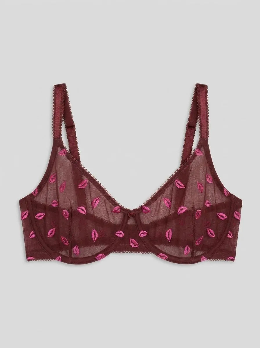 Hunkemoller Cabernet Women Frida Non-Padded Underwired Bra in Different Cup Sizes SKU: 304117_Cabernet Image 00