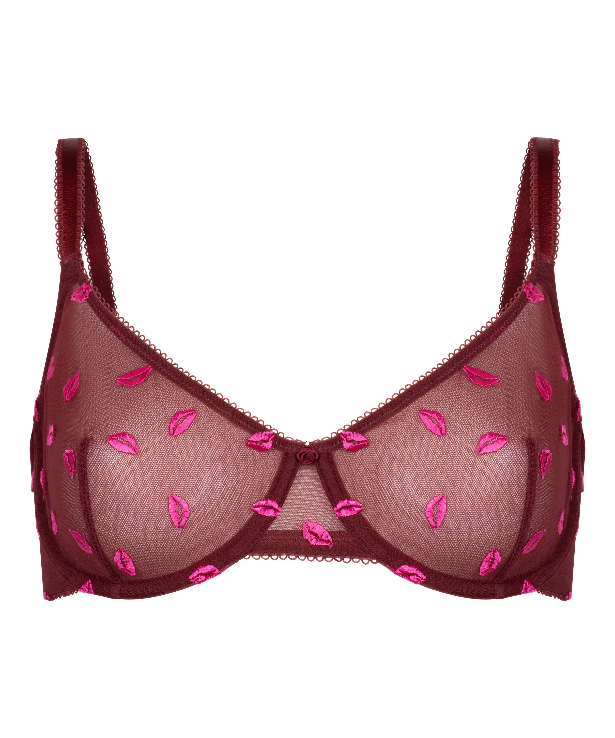 Hunkemoller Cabernet Women Frida Non-Padded Underwired Bra in Different Cup Sizes SKU: 304117_Cabernet Image 06