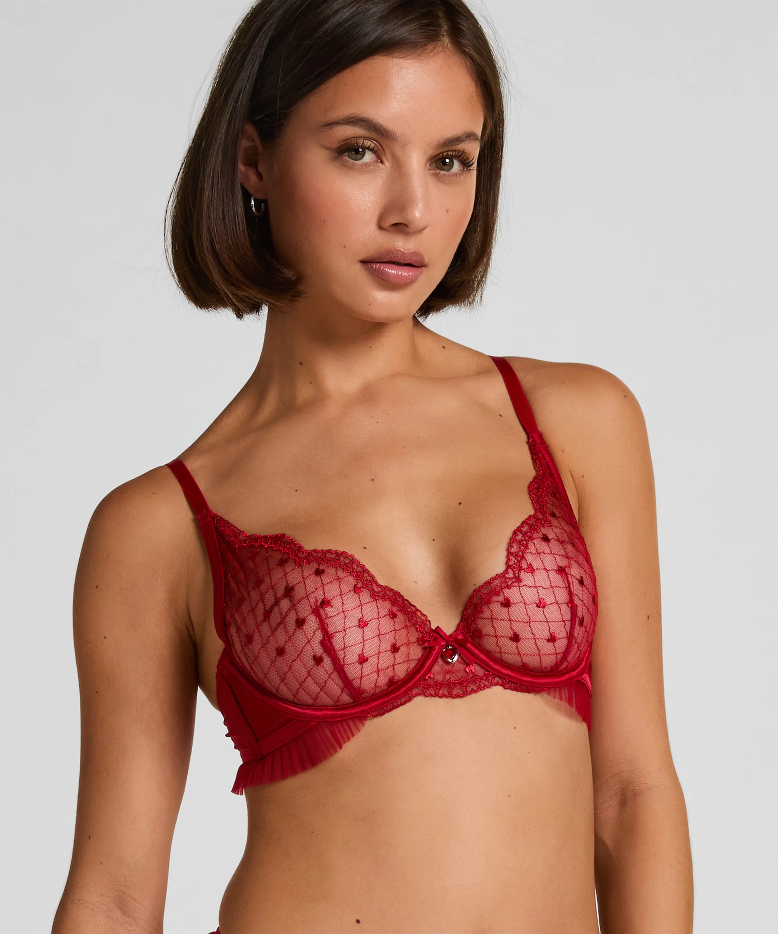 Hunkemoller Chili Pepper Women Cordelie Non-Padded Underwired Bra in Different Cup Sizes SKU: 304164_Chili Pepper Image 01