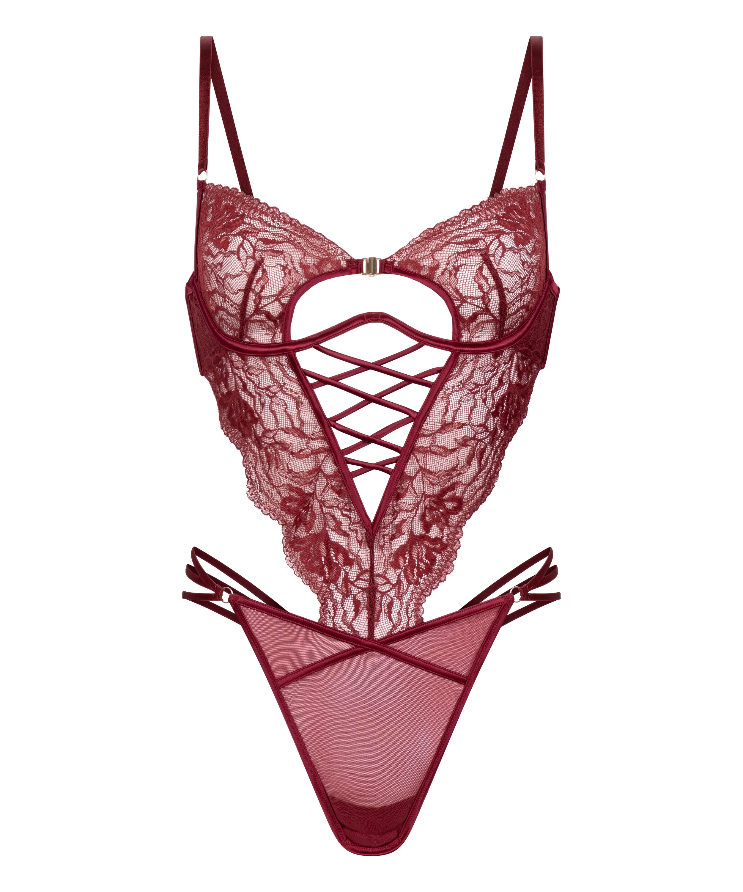 Hunkemoller Cabernet Women Greta Body in Different Cup Sizes SKU: 304177_Cabernet Image 04