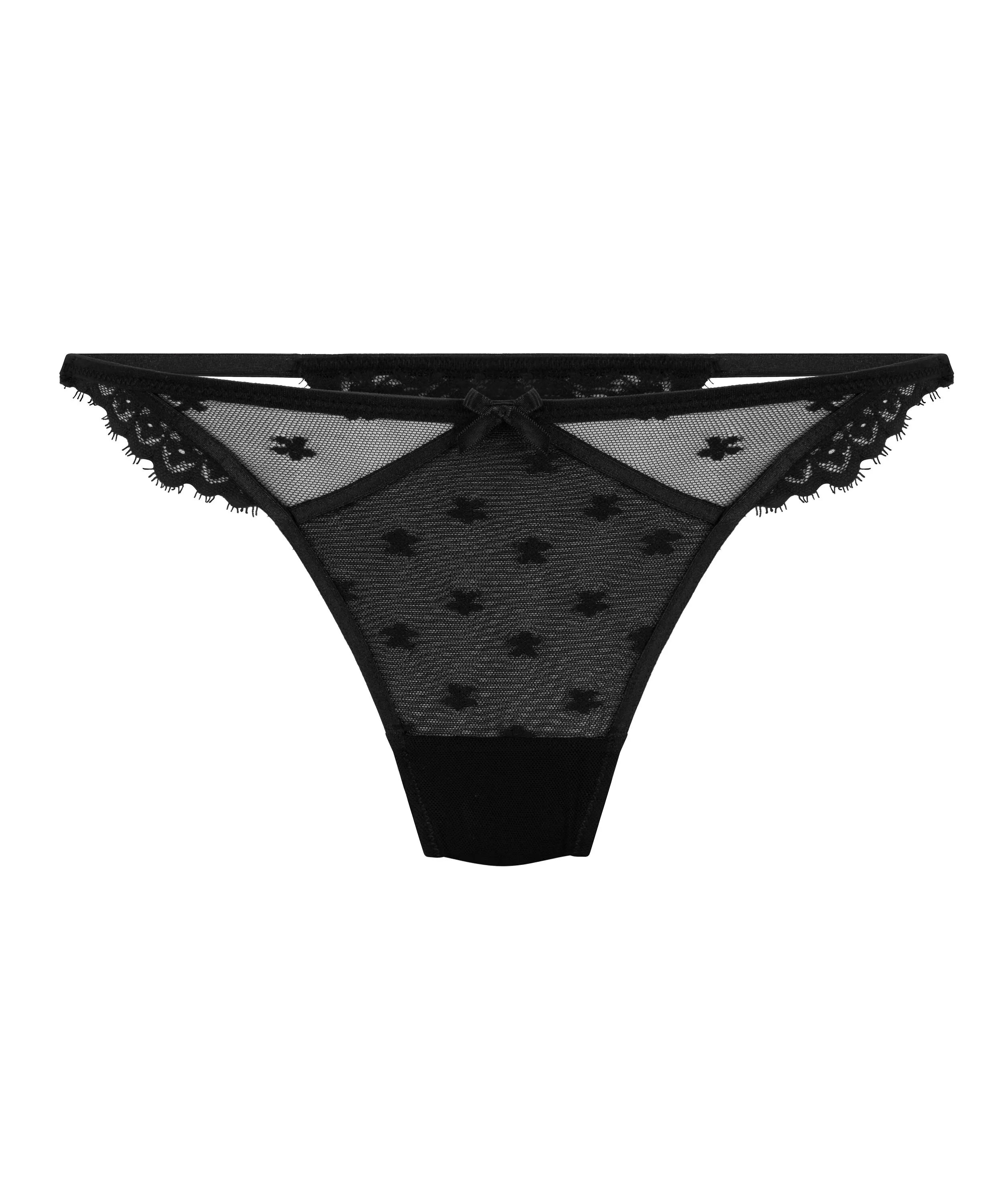Hunkemoller Black Women Valora Highleg Thong SKU: 304330_Black Image 04