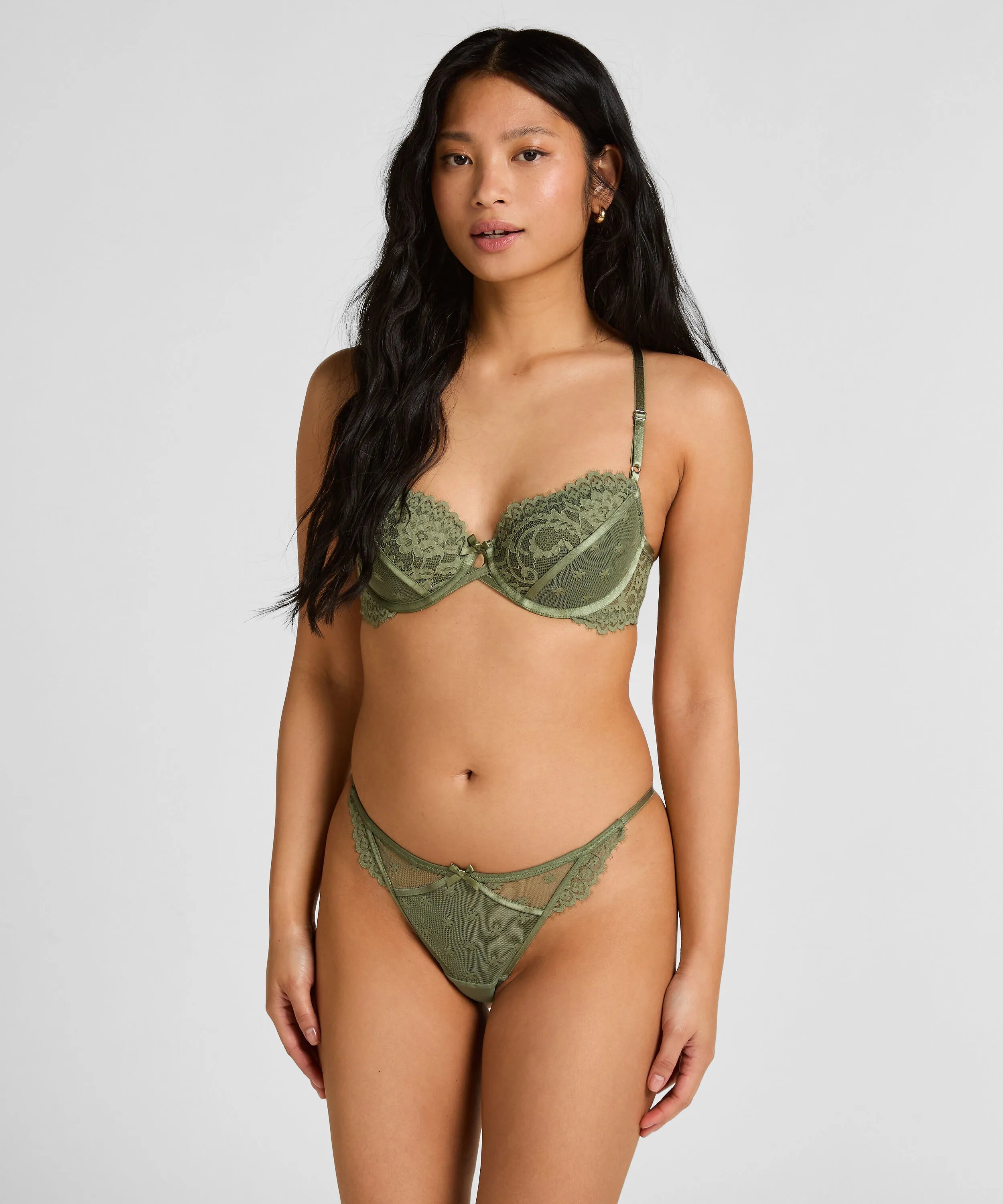Hunkemoller Green Women Valora Highleg Thong SKU: 304331_Green Image 01