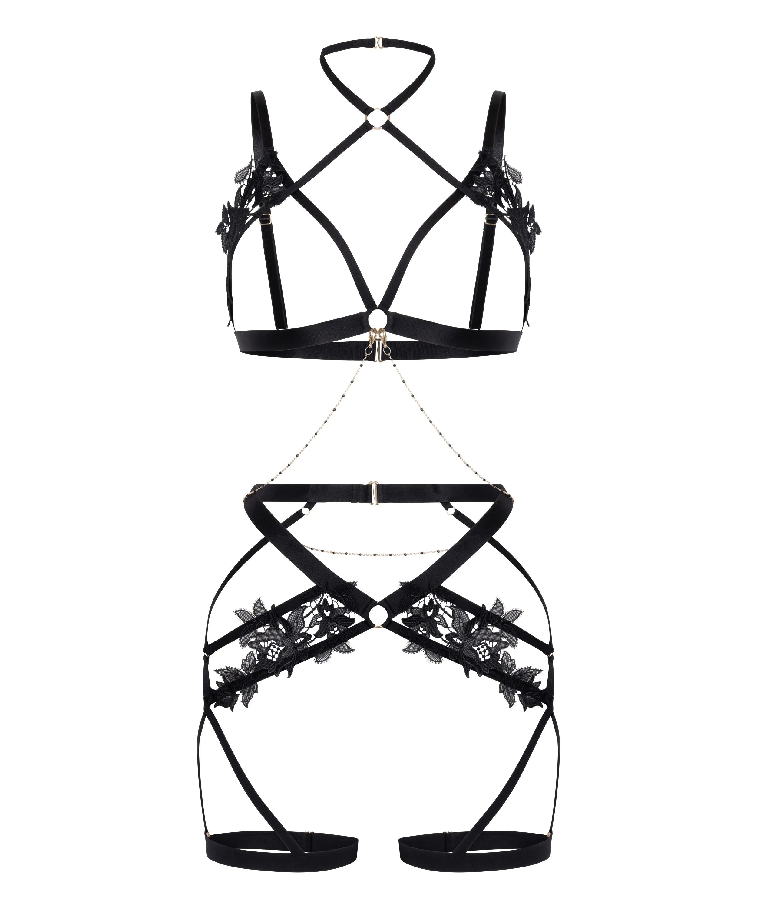Hunkemoller Black Women Applique Harness SKU: 304470_Black Image 01