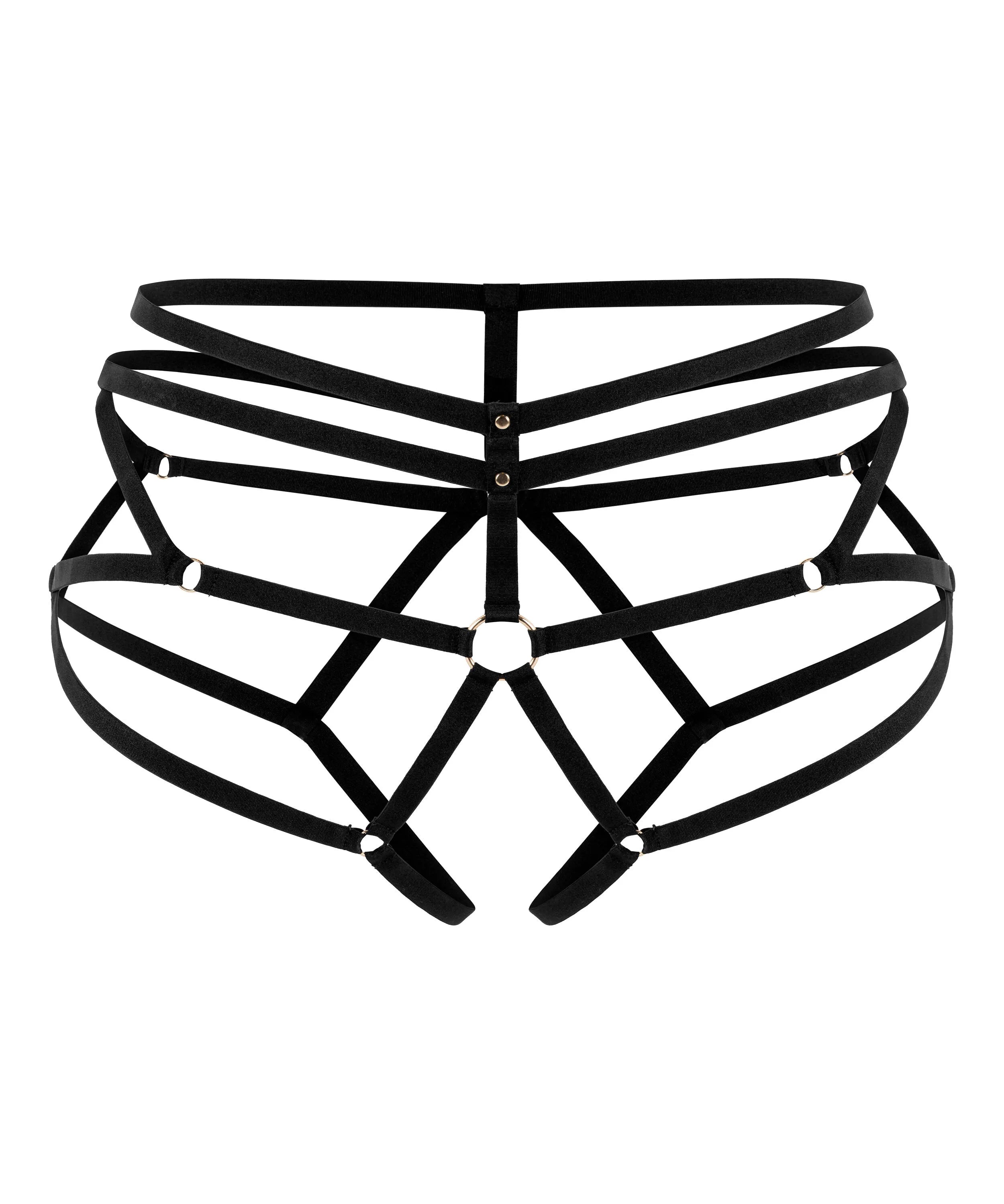 Hunkemoller Black Women Elastic Open Brief SKU: 304476_Black Image 03
