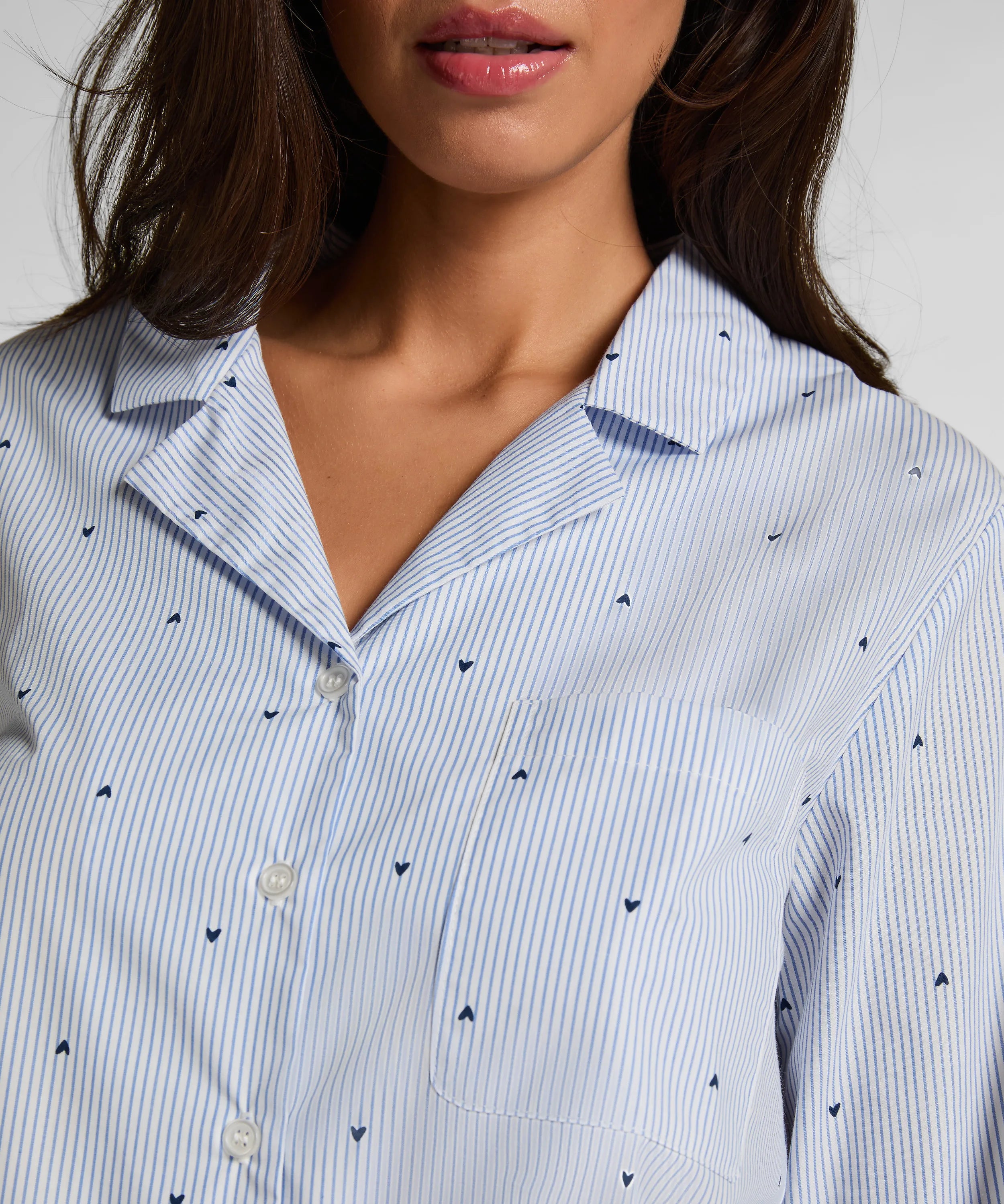 Hunkemoller Cornflower Blue Women Jacket Cotton Stripe Heart SKU: 304584_Cornflower Blue Image 03