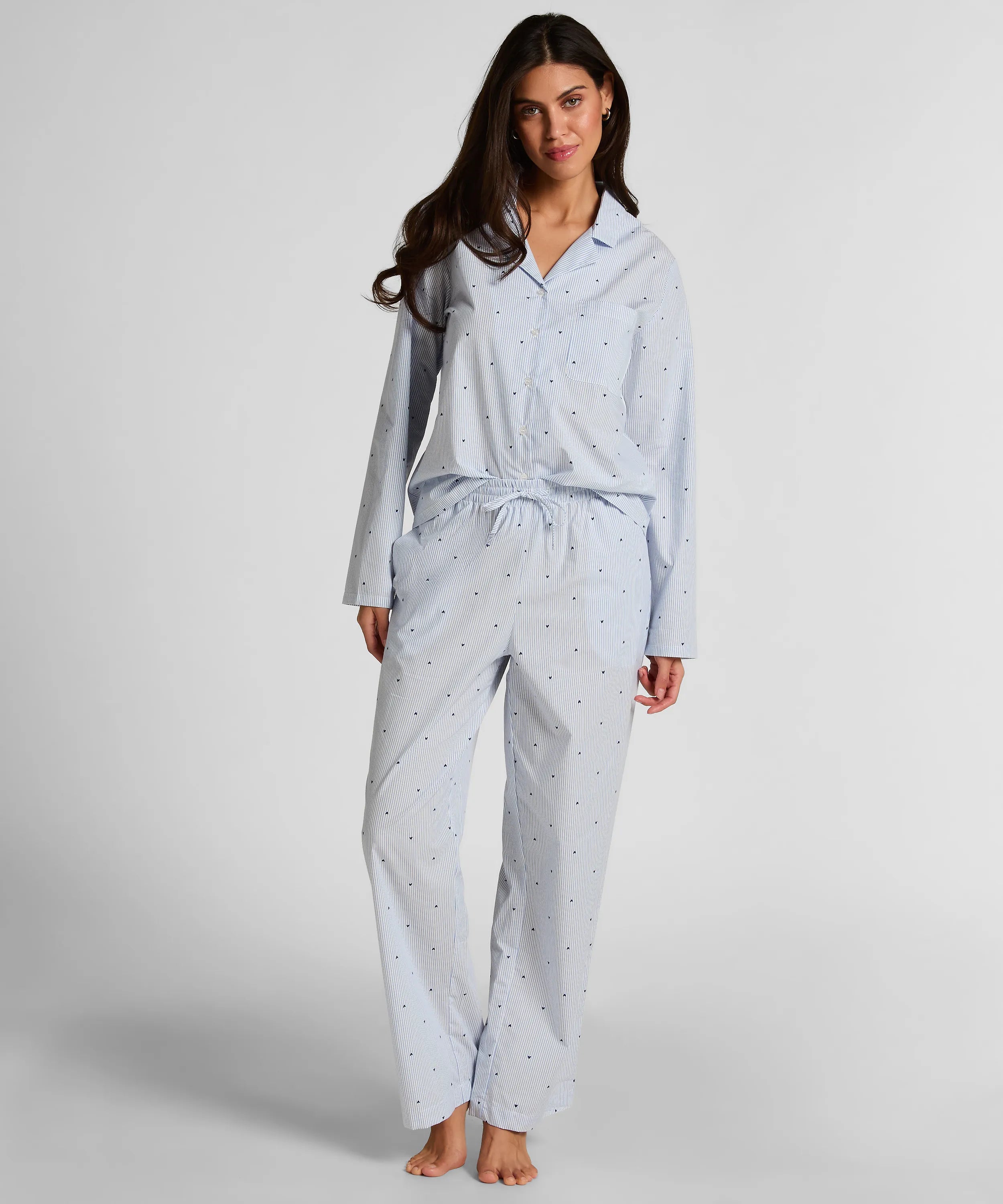 Hunkemoller Cornflower Blue Women Pant Cotton Stripe Heart SKU: 304586_Cornflower Blue Image 02