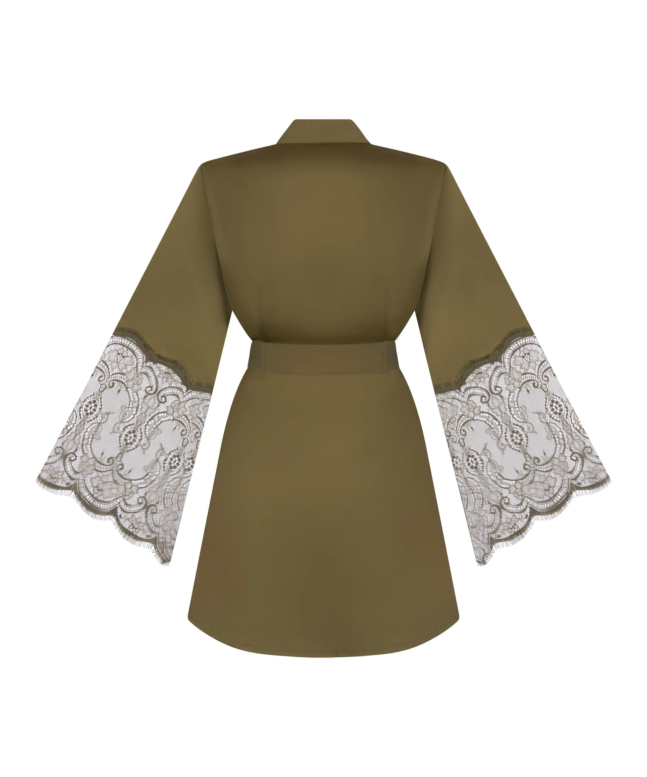 Hunkemoller Olive Drab Women Satin Kimono SKU: 304601_Olive Drab Image 05