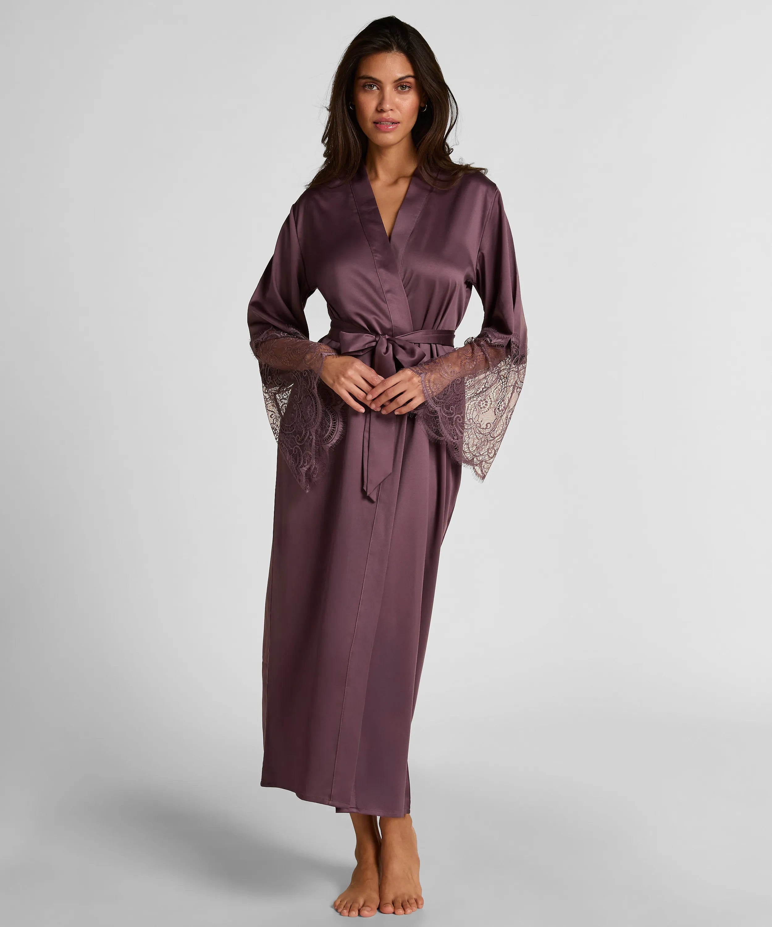 Hunkemoller Ephemera Women Kimono Long Satin Lace SKU: 304605_Ephemera Image 01