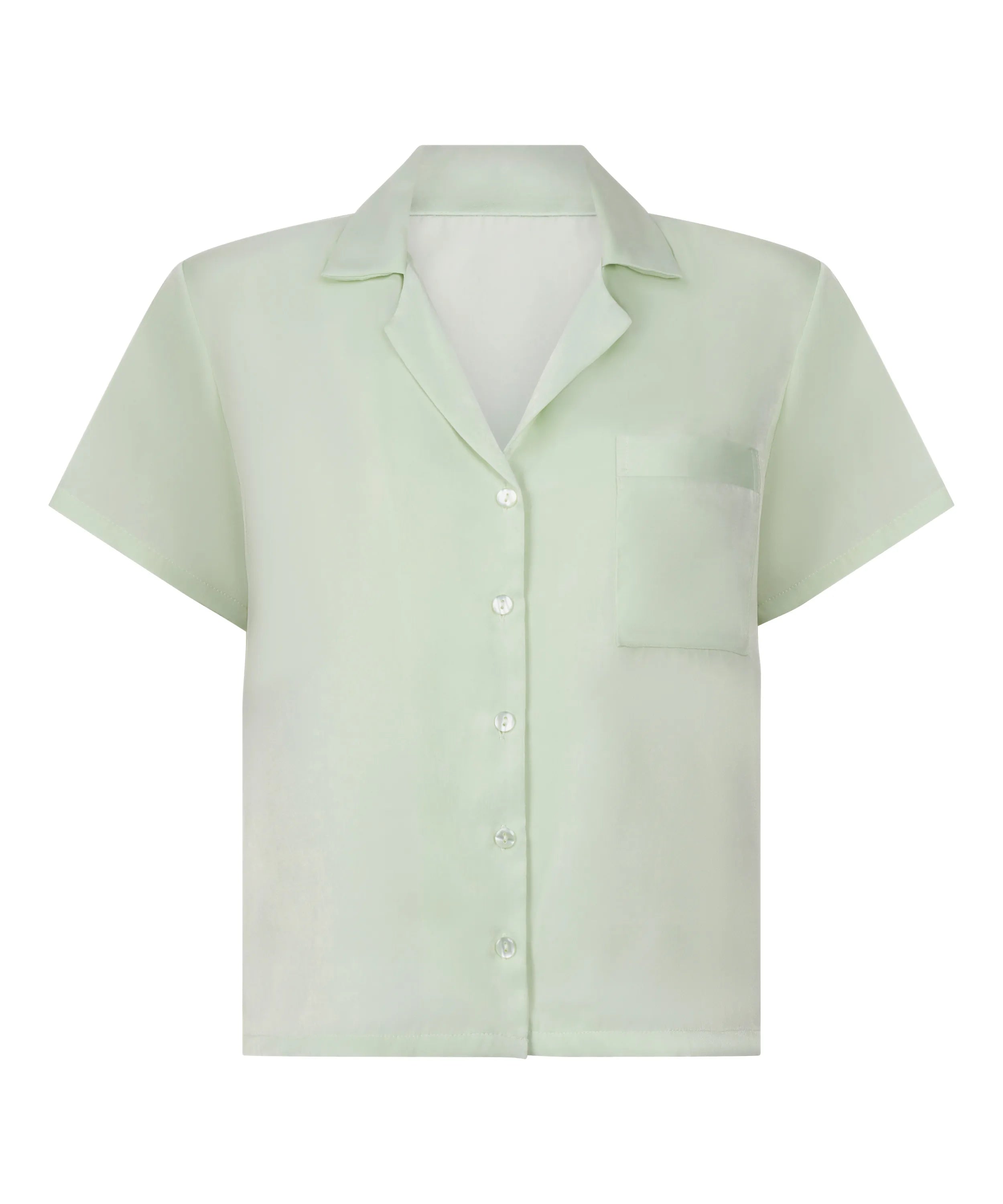 Hunkemoller Sea Foam Women Satin Short-Sleeved Jacket SKU: 304607_Sea Foam Image 05