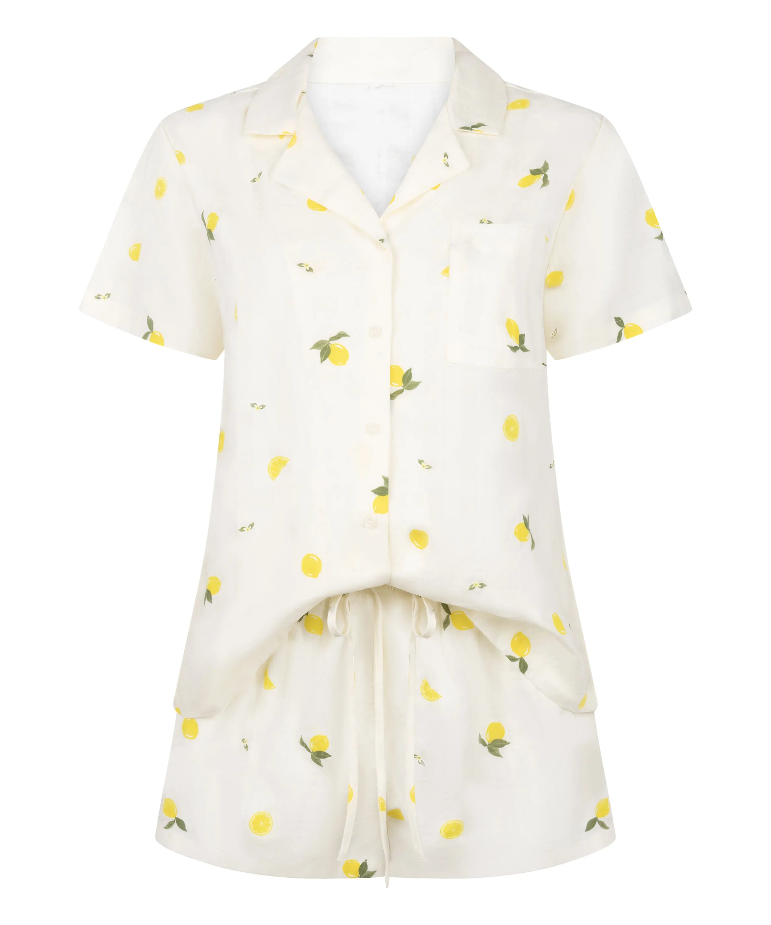Hunkemoller White Women Lemon Pyjama Set SKU: 304619_White Image 04