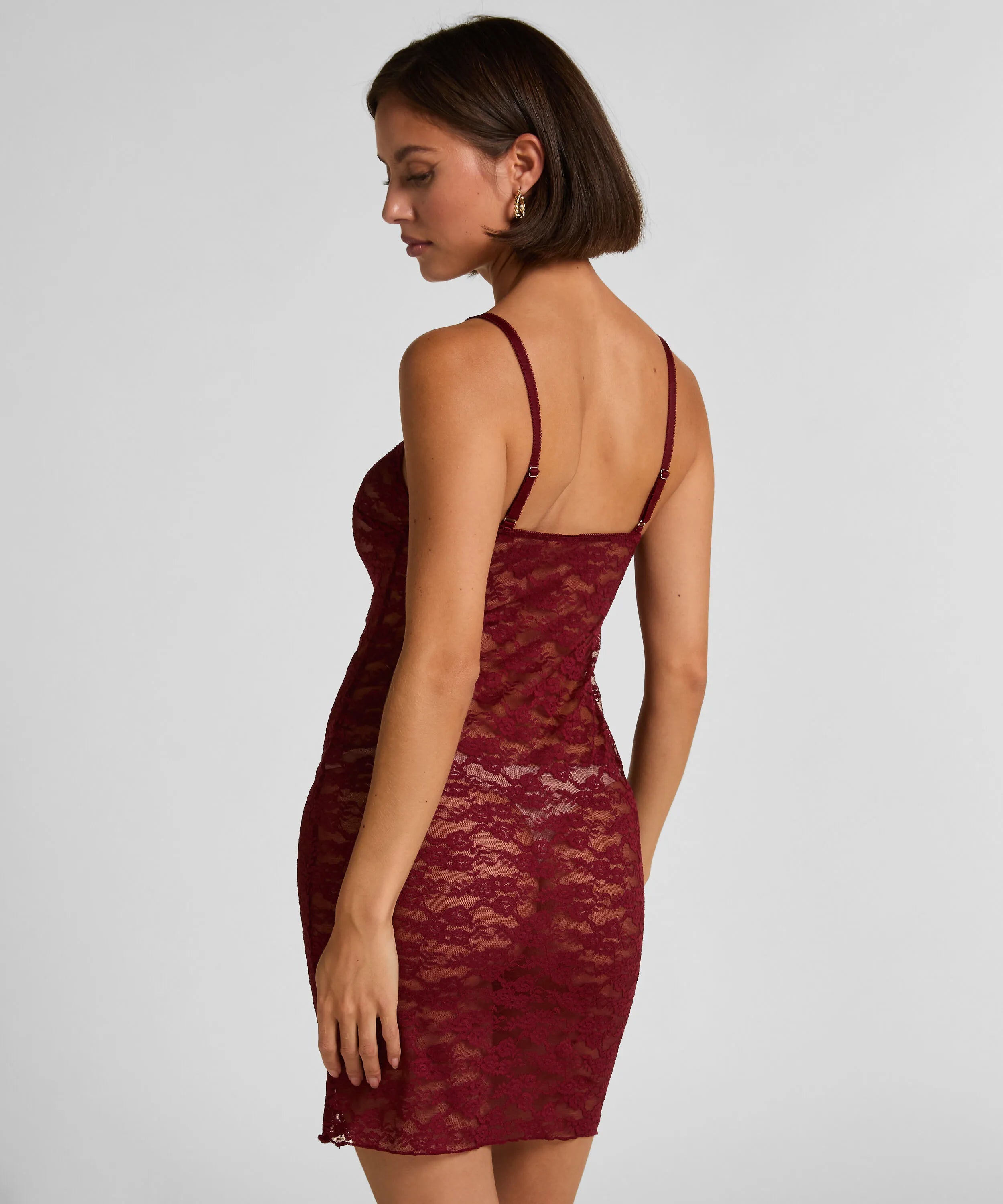 Hunkemoller Red Women Allover Lace Slipdress SKU: 304634_Red Image 03
