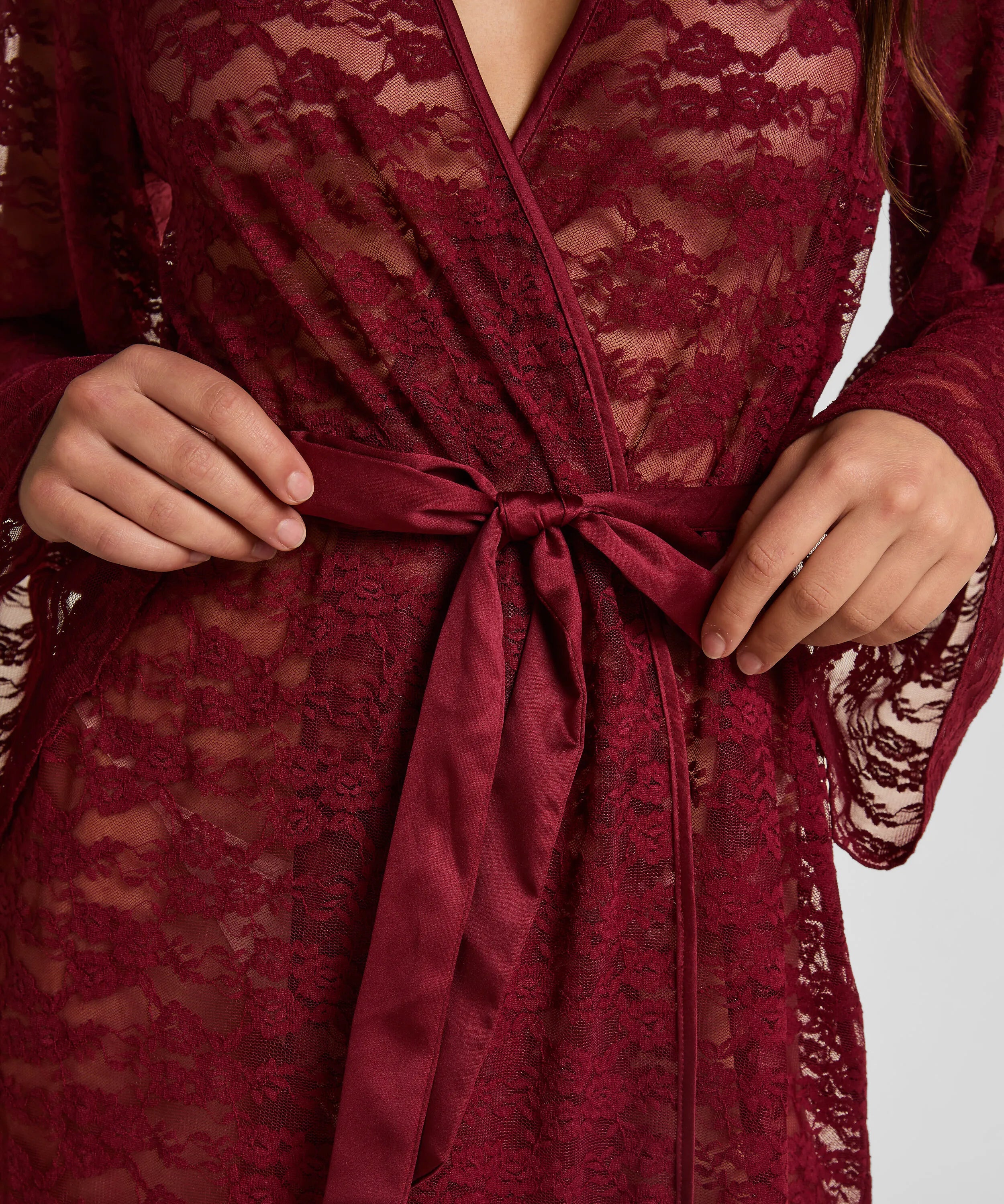Hunkemoller Red Women Allover Lace Kimono SKU: 304636_Red Image 02