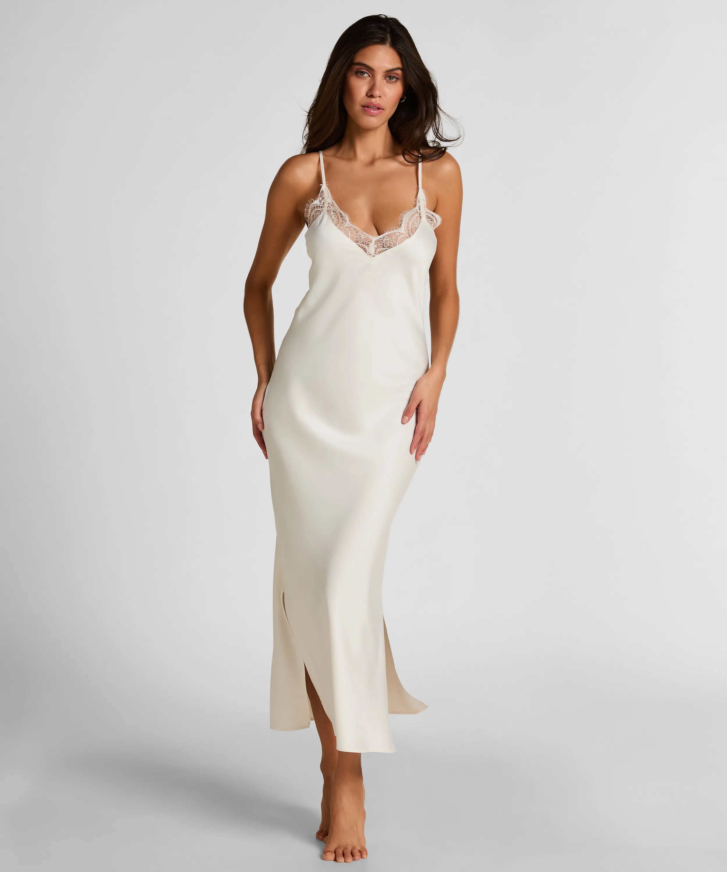 Hunkemoller Gardenia Women Slipdress Long Satin SKU: 304637_Gardenia Image 01