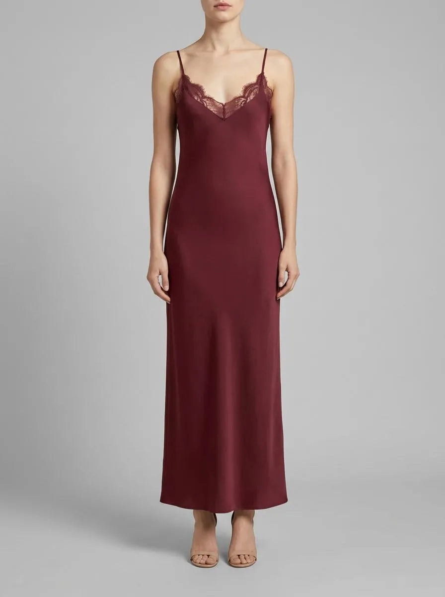 Hunkemoller Cabernet Women Slipdress Long Satin SKU: 304638_Cabernet Image 00