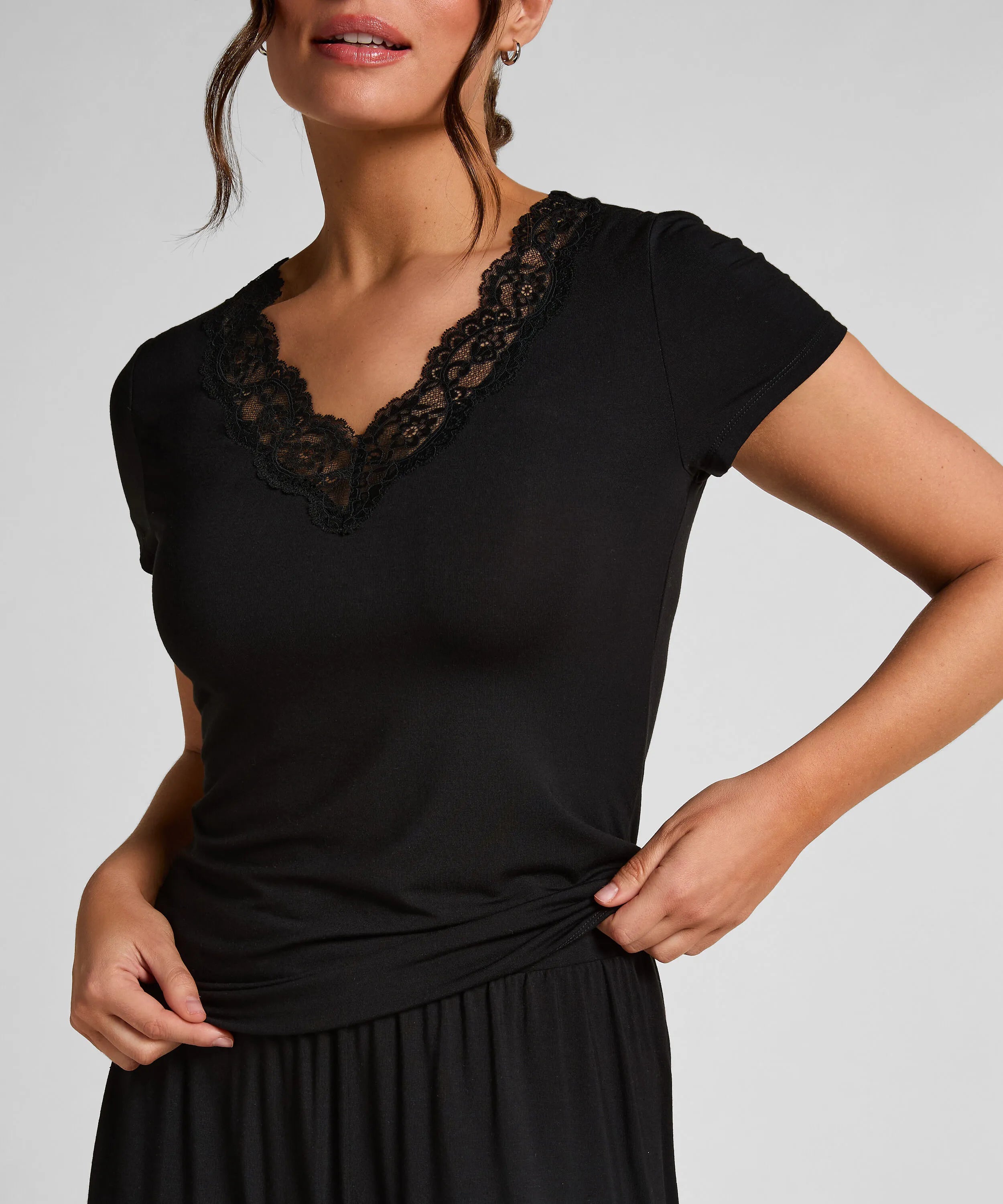 Hunkemoller Black Women Nana Pyjama Set SKU: 304644_Black Image 02