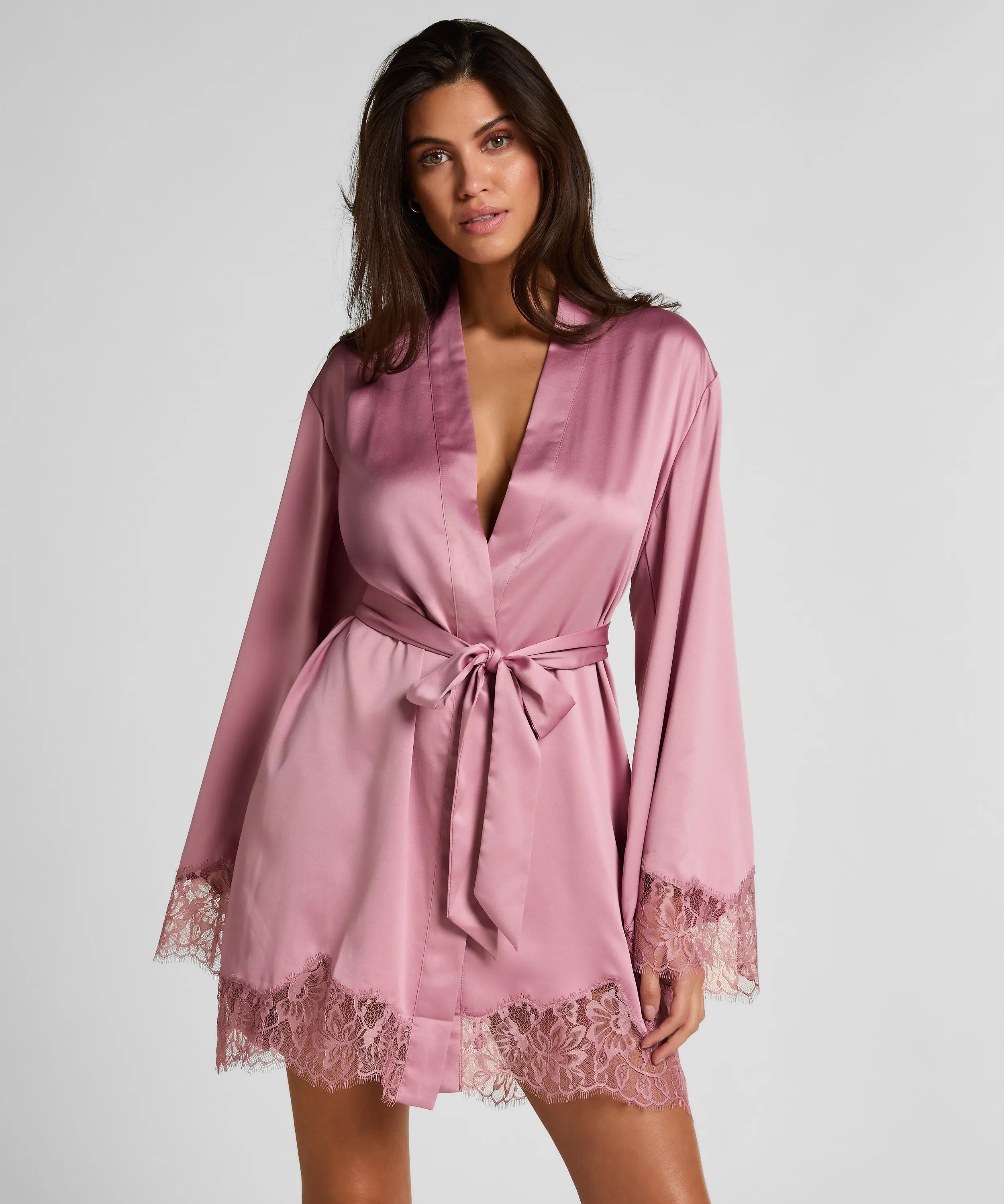 Hunkemoller Lilas Women Valerie Kimono Satin SKU: 304647_Lilas Image 01