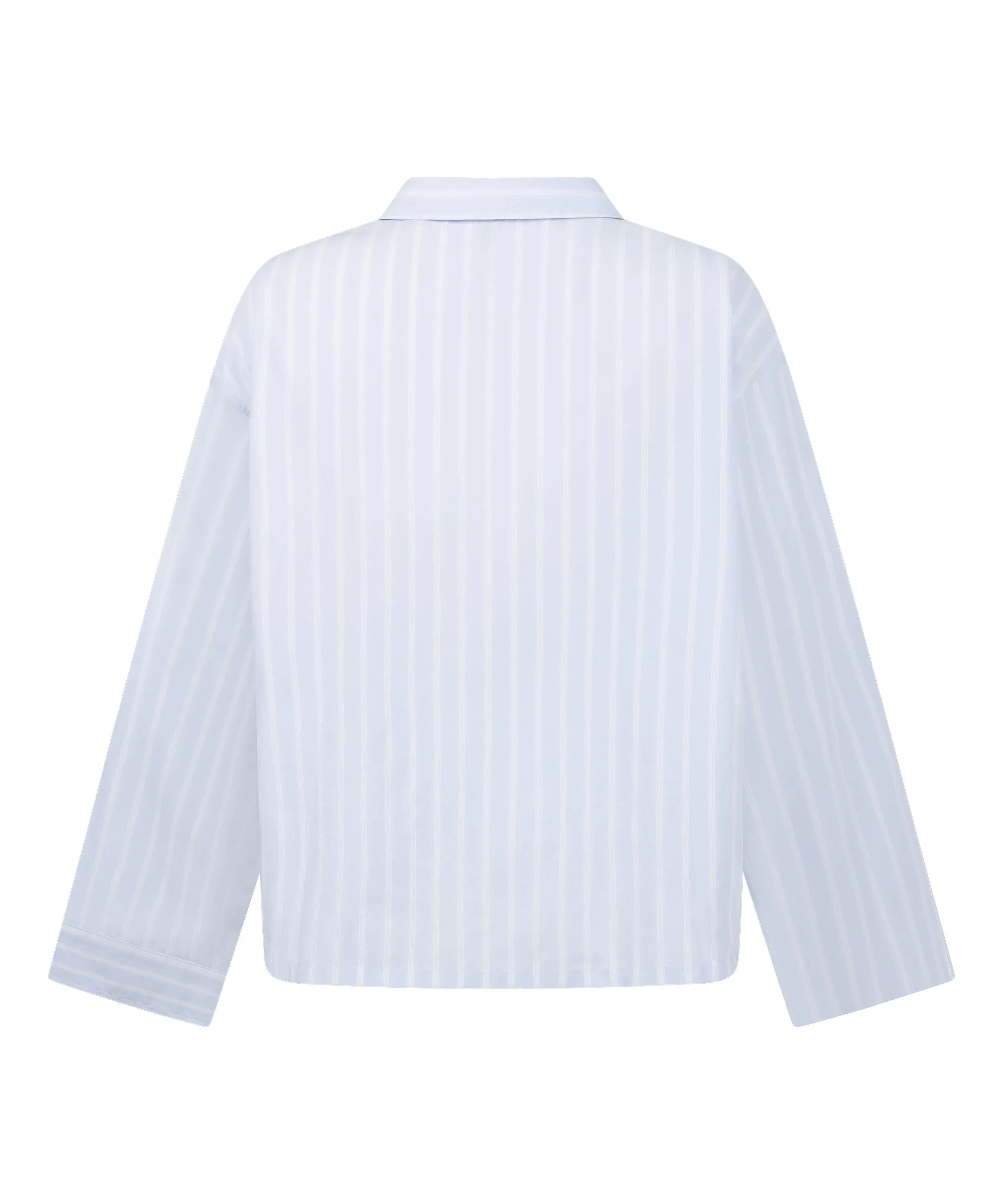 Hunkemoller Blue Women Stripe Cotton Woven Jacket SKU: 304652_Blue Image 06