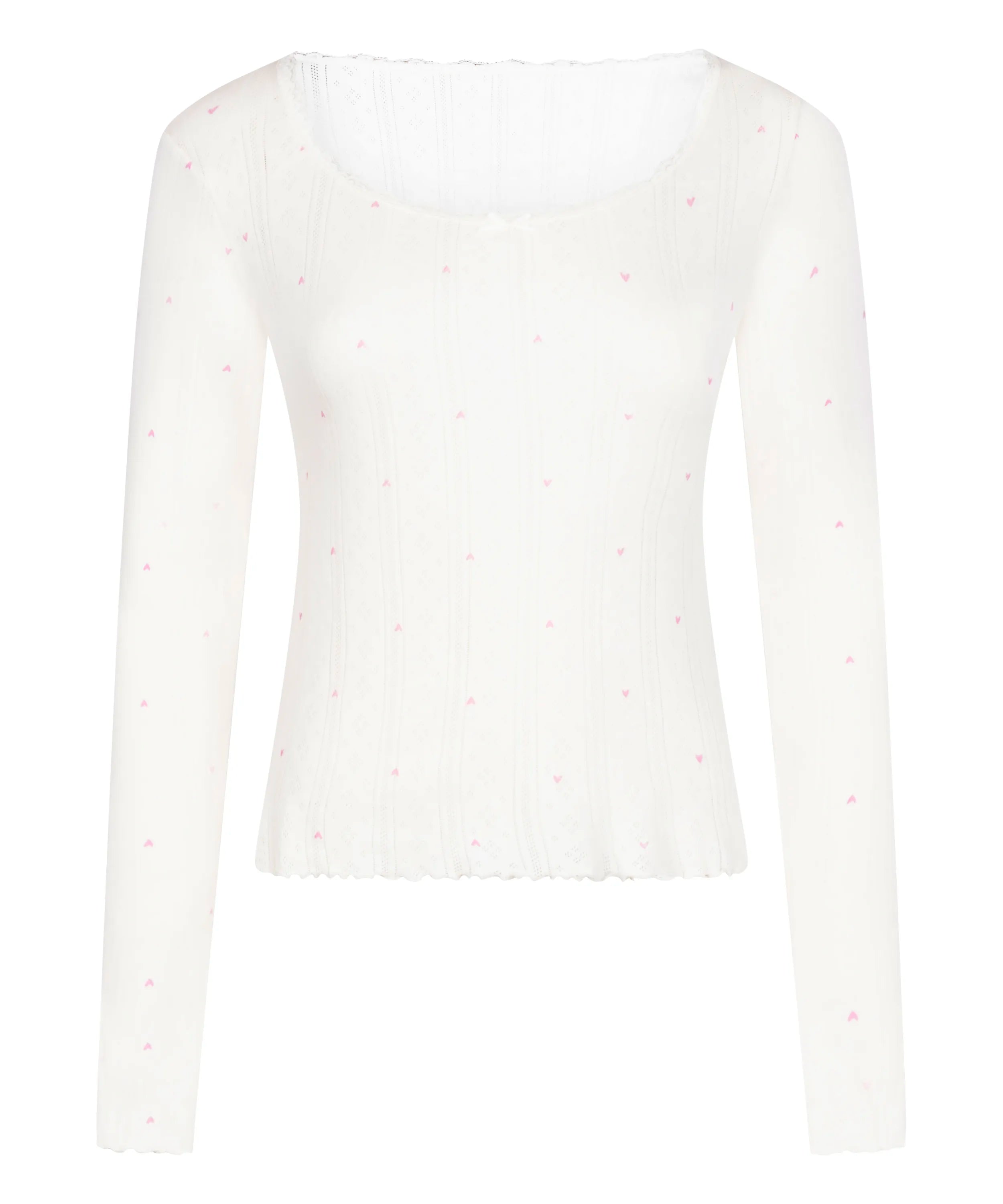 Hunkemoller Gardenia Women Pointelle Pyjama Top SKU: 304672_Gardenia Image 05