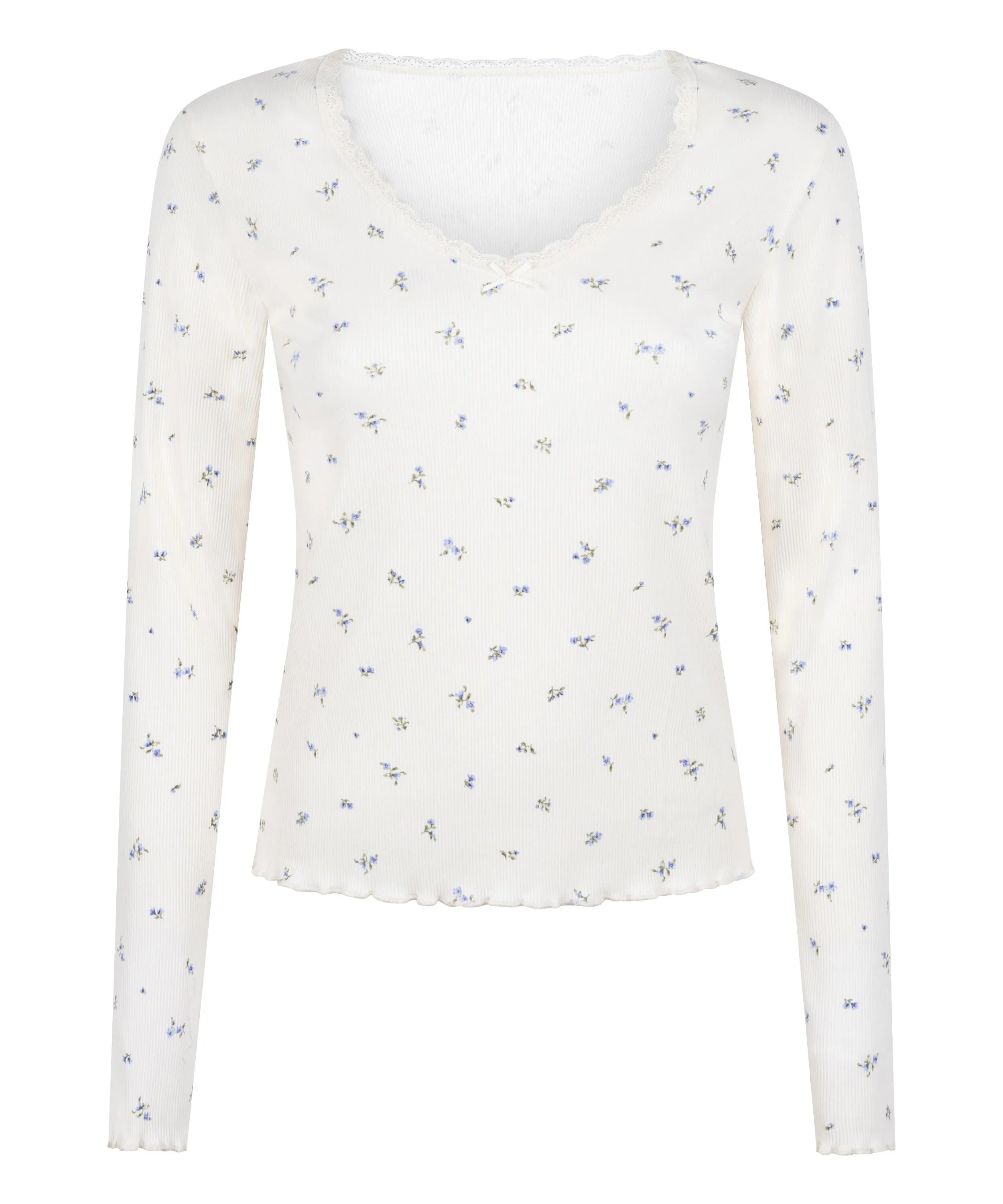 Hunkemoller White Women Daisy Pyjama Top SKU: 304688_White Image 05