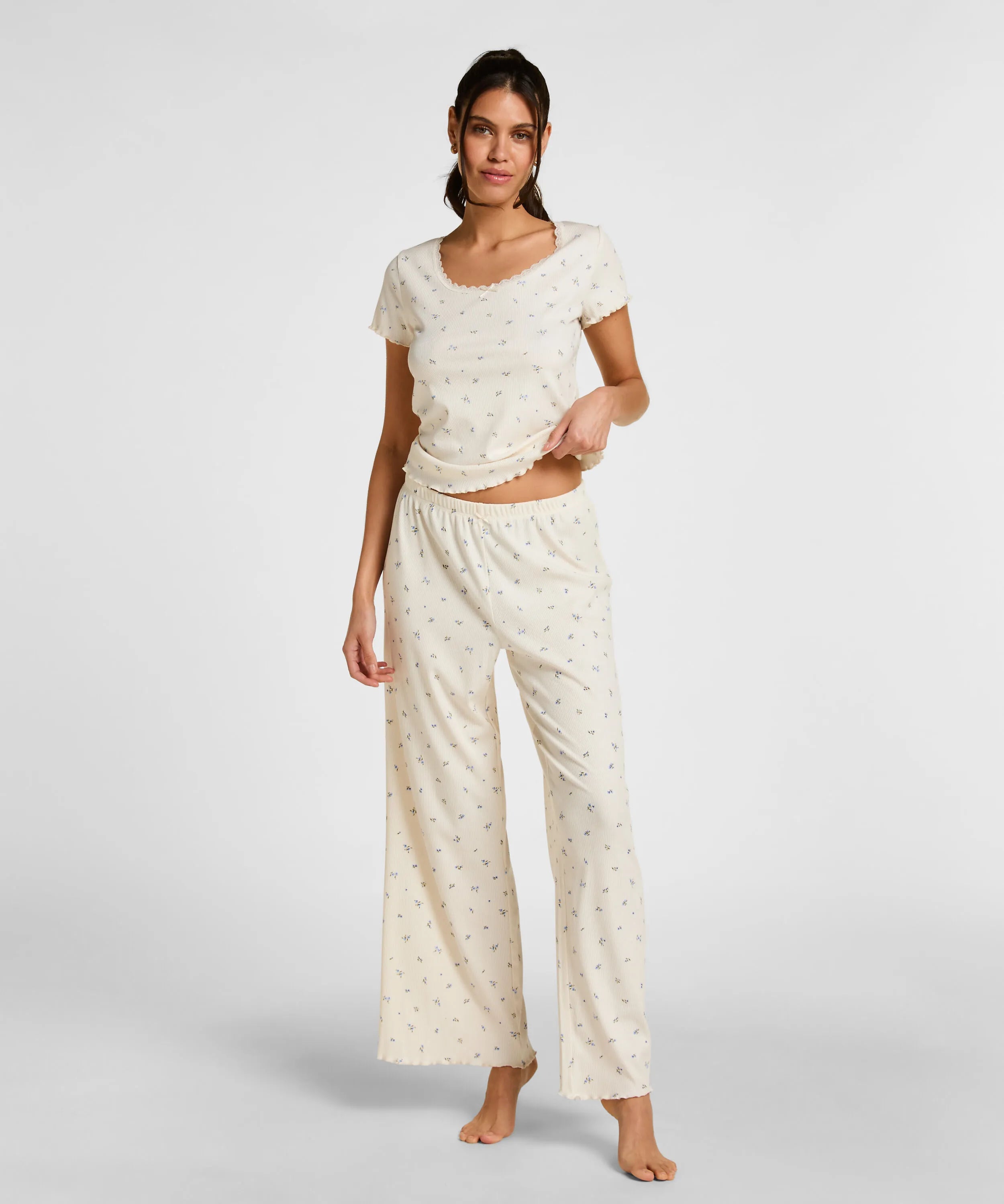 Hunkemoller White Women Daisy Pyjama Pant SKU: 304689_White Image 01