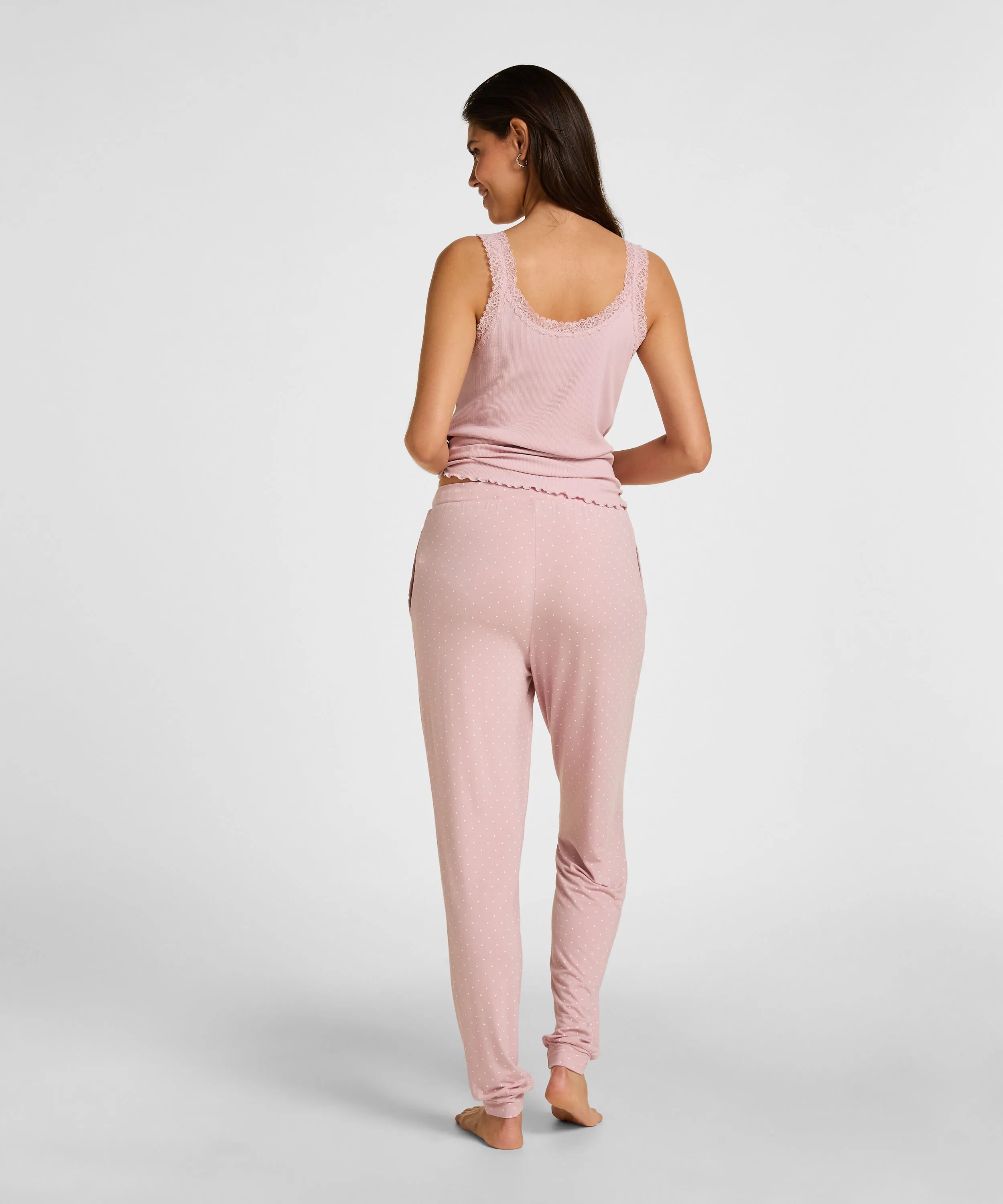 Hunkemoller Pink Women Singlet Rib Jersey Lace SKU: 304710_Pink Image 04