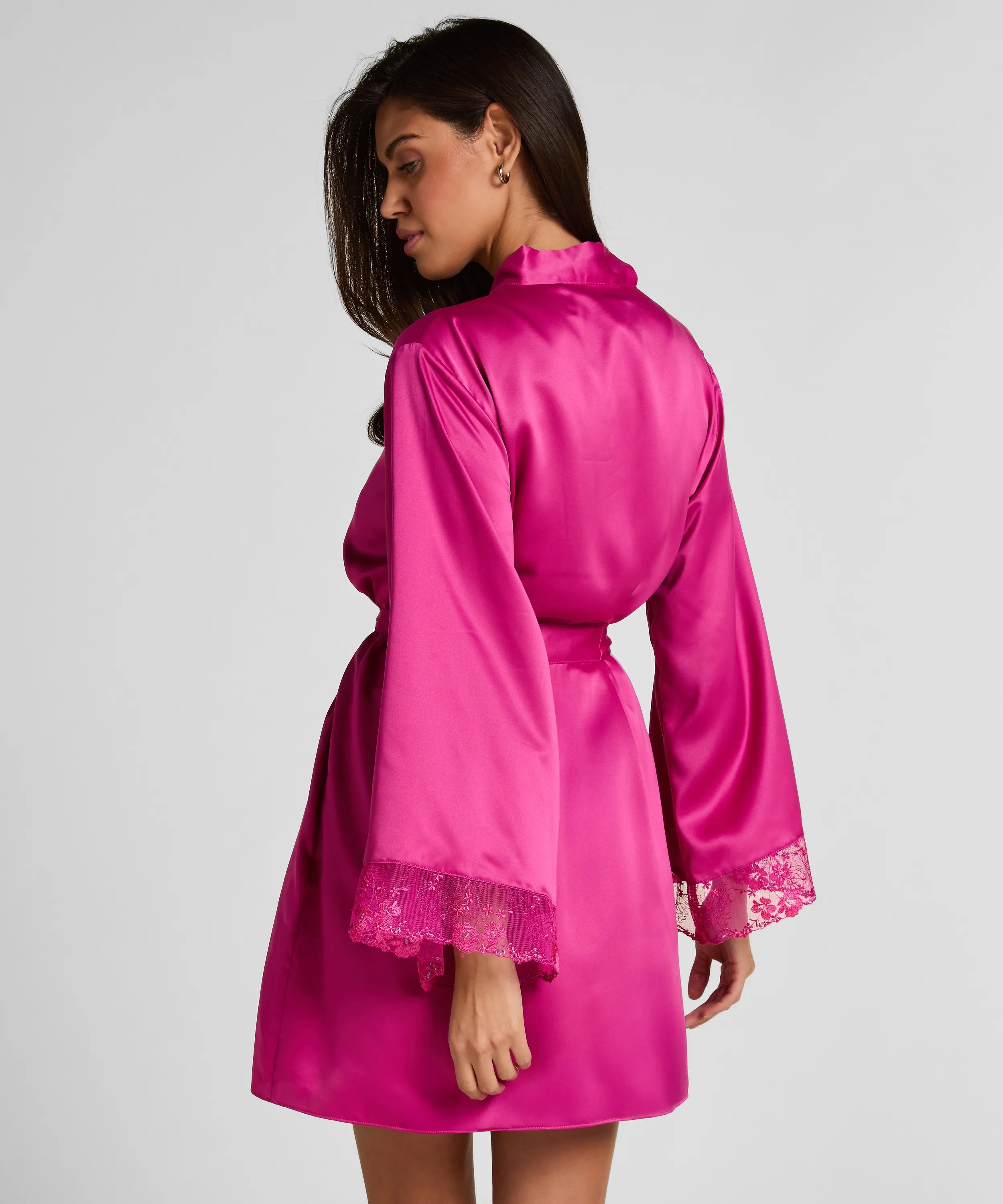 Hunkemoller Rose Violet Women Peonie Kimono Satin SKU: 304714_Rose Violet Image 04