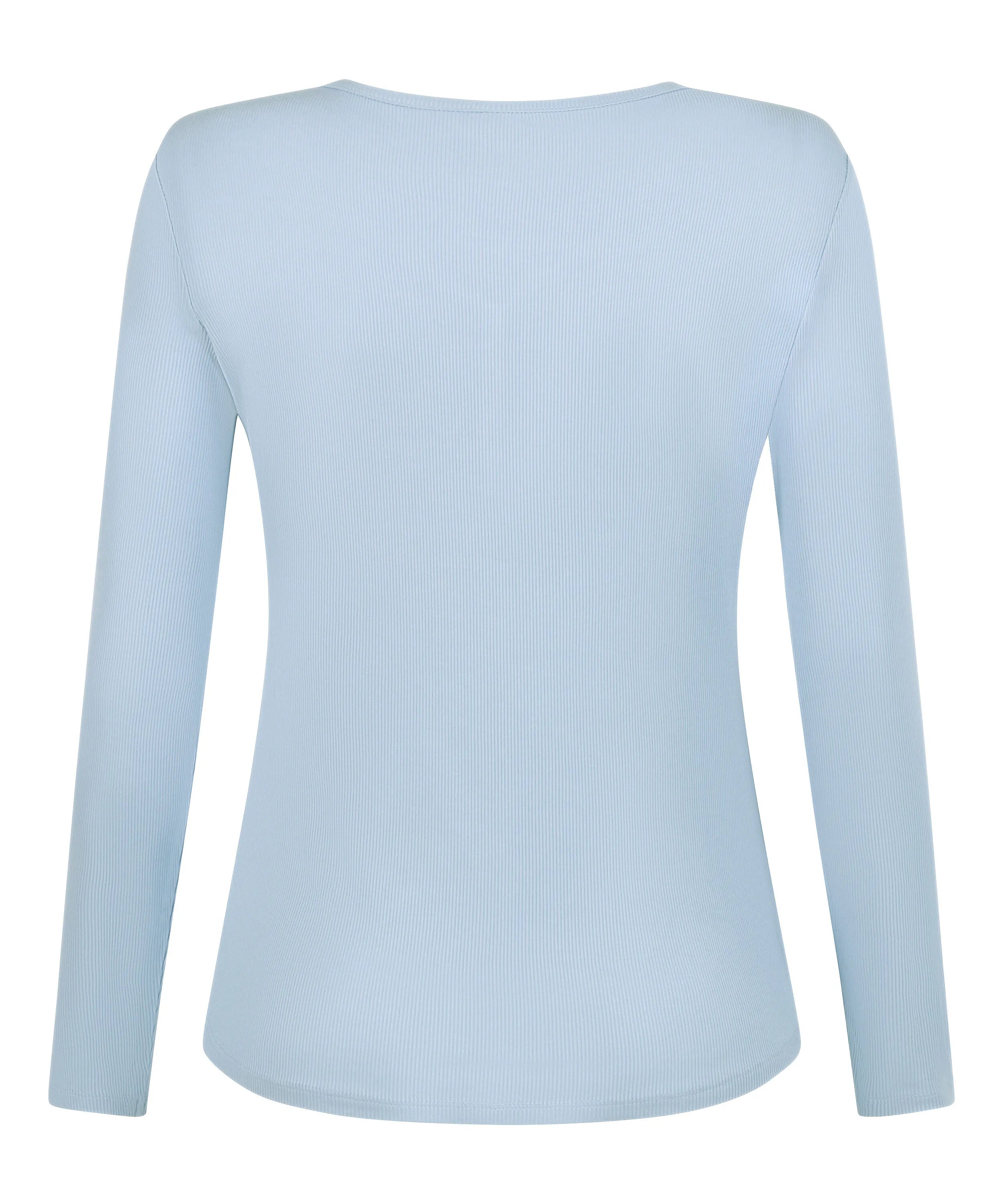 Hunkemoller Blue Women Henley Longsleeved Pyjama Top SKU: 304717_Blue Image 06