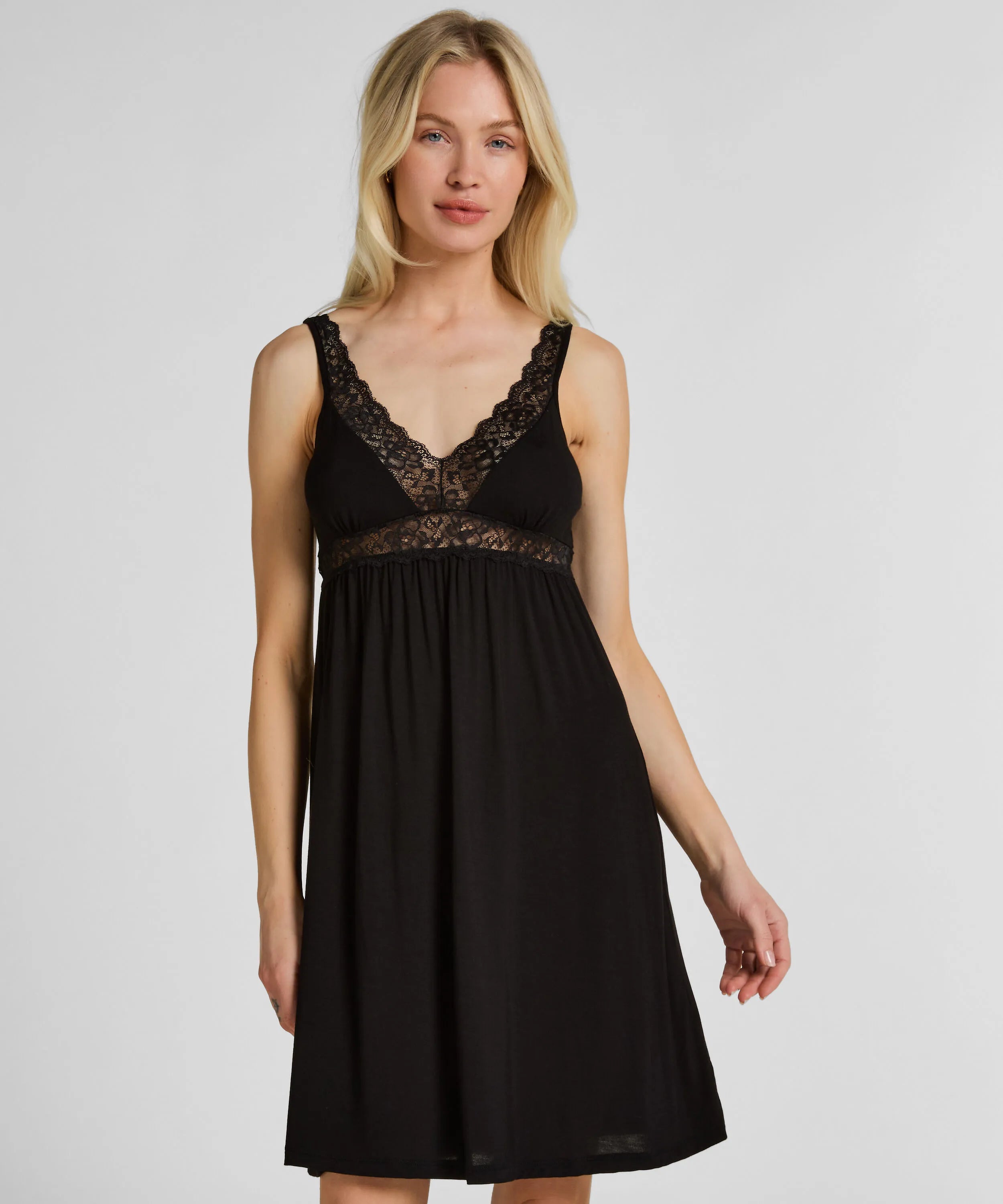 Hunkemoller Black Women Jersey Slipdress SKU: 304720_Black Image 01