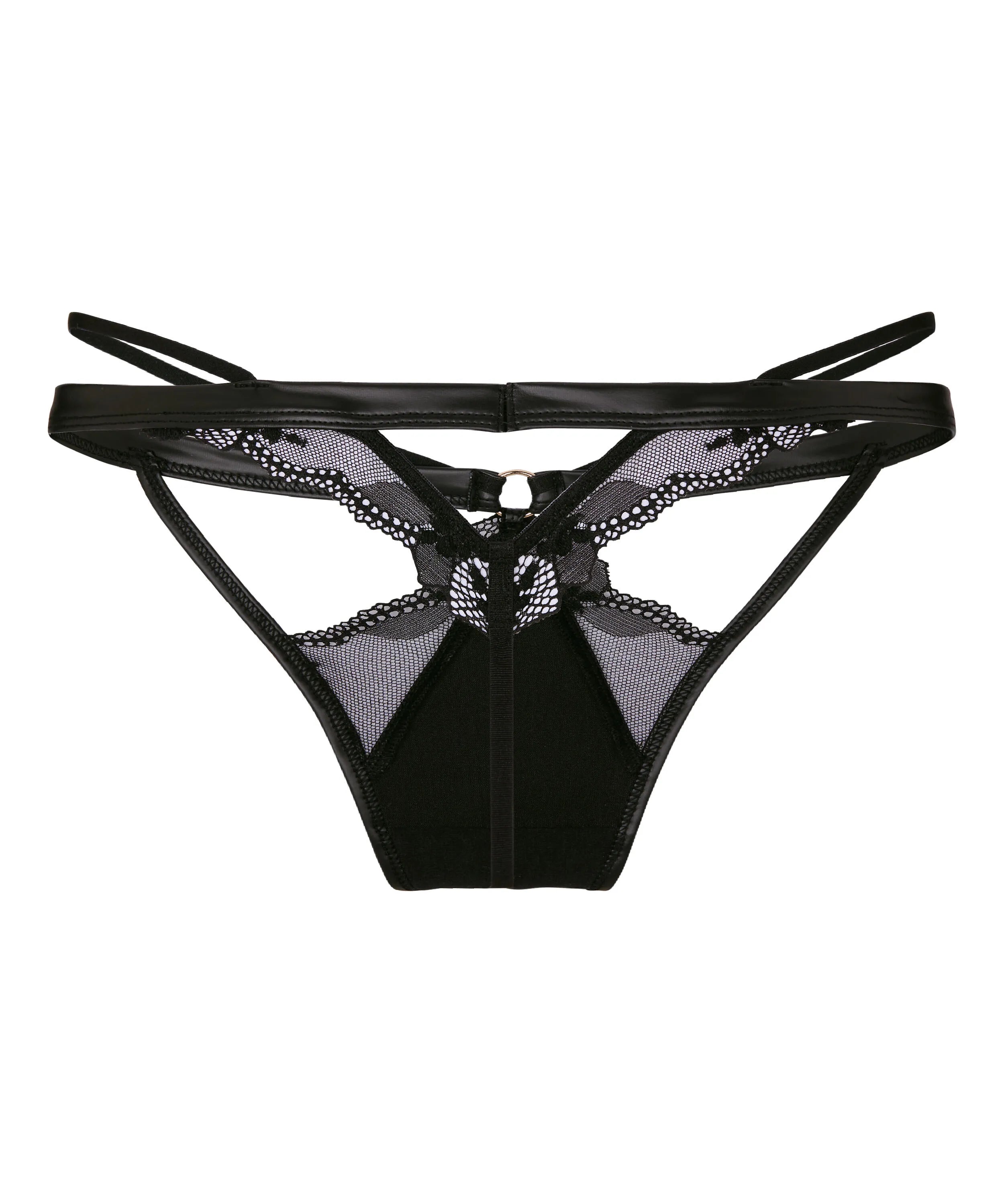 Hunkemoller Black Women Ilenia Highleg Thong SKU: 304774_Black Image 05