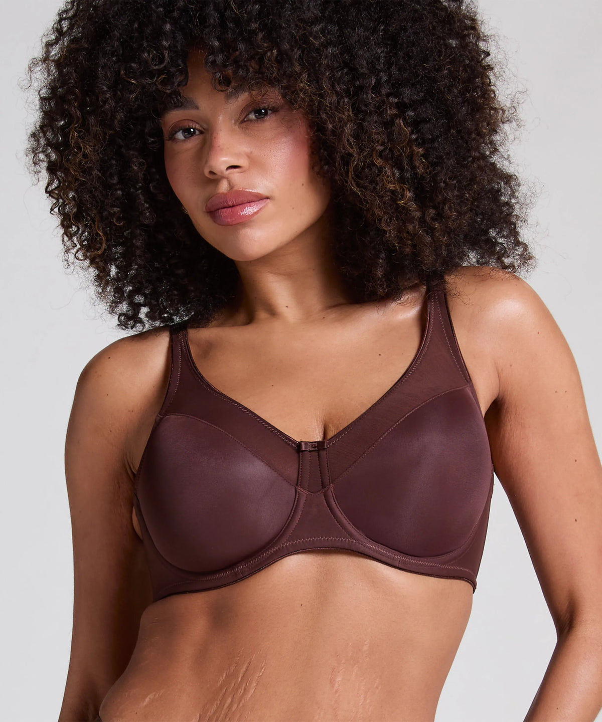 Hunkemoller Chicory Coffee Women Nina Non-Padded Underwired Minimizer Bra in Different Cup Sizes SKU: 304932_Chicory Coffee Image 01